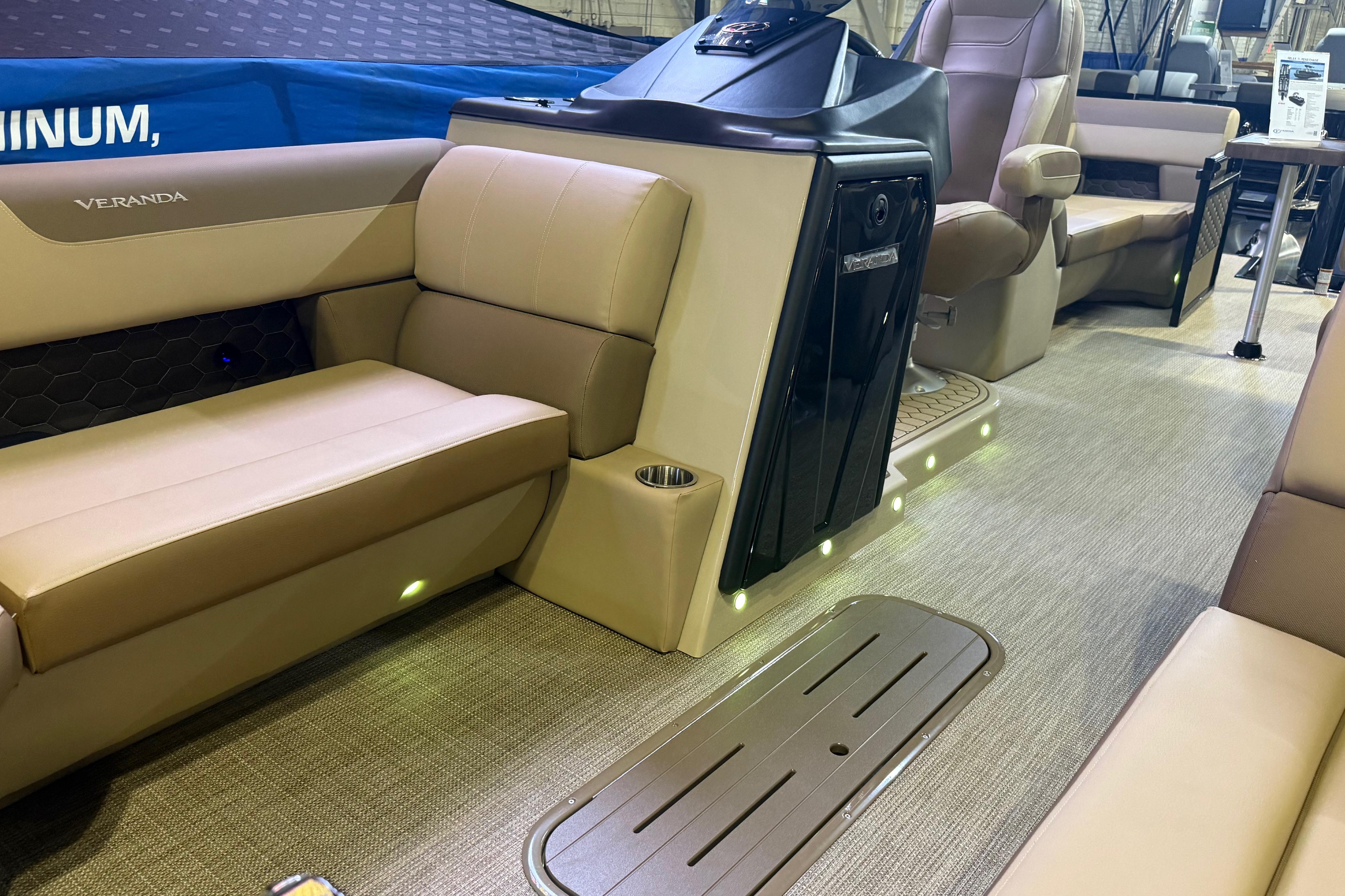 2026 Veranda VR 235 RC boat interior with beige seating and modern design.