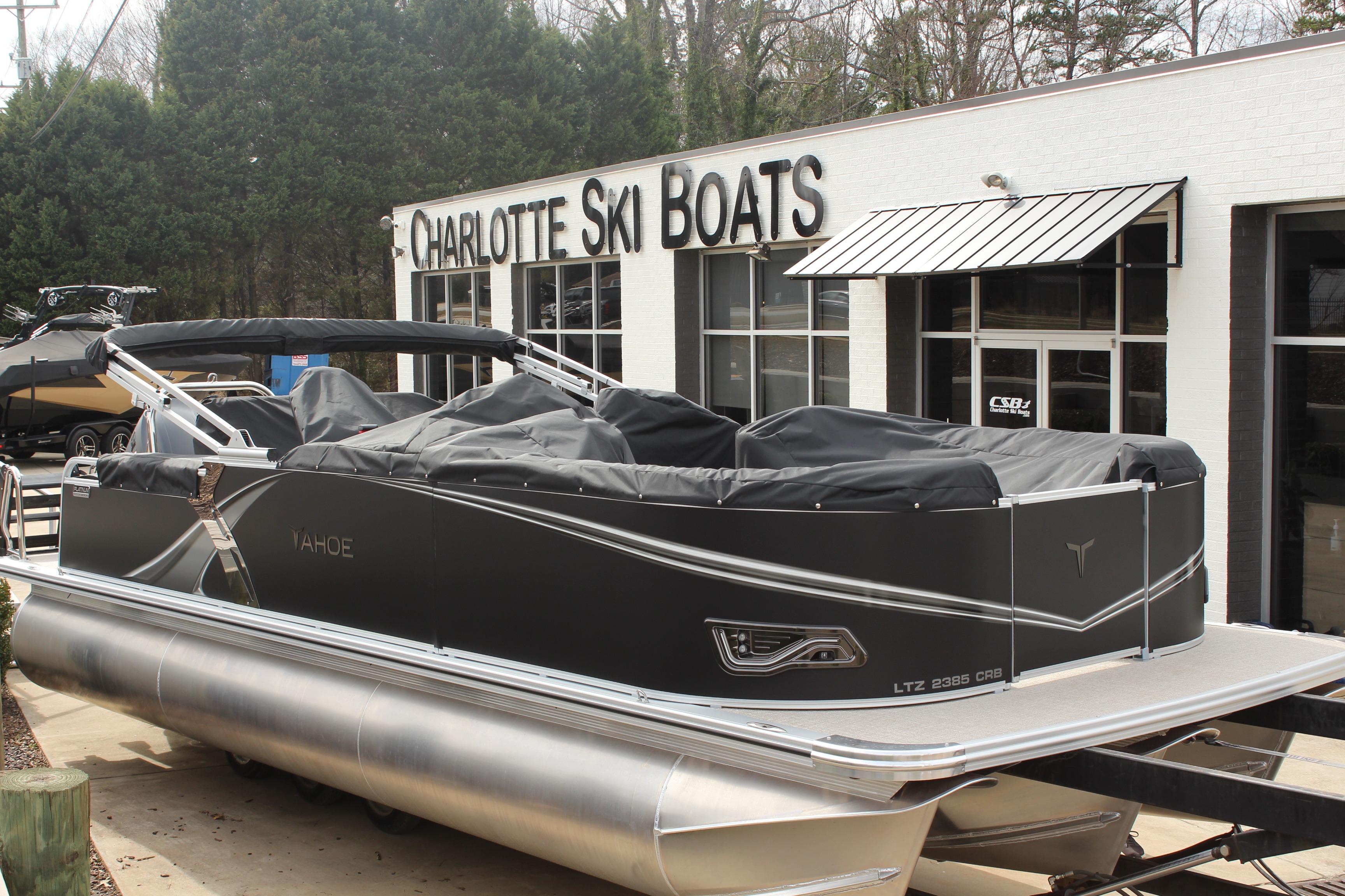 2026 Tahoe Pontoon LTZ boat at Charlotte Ski Boats dealership.