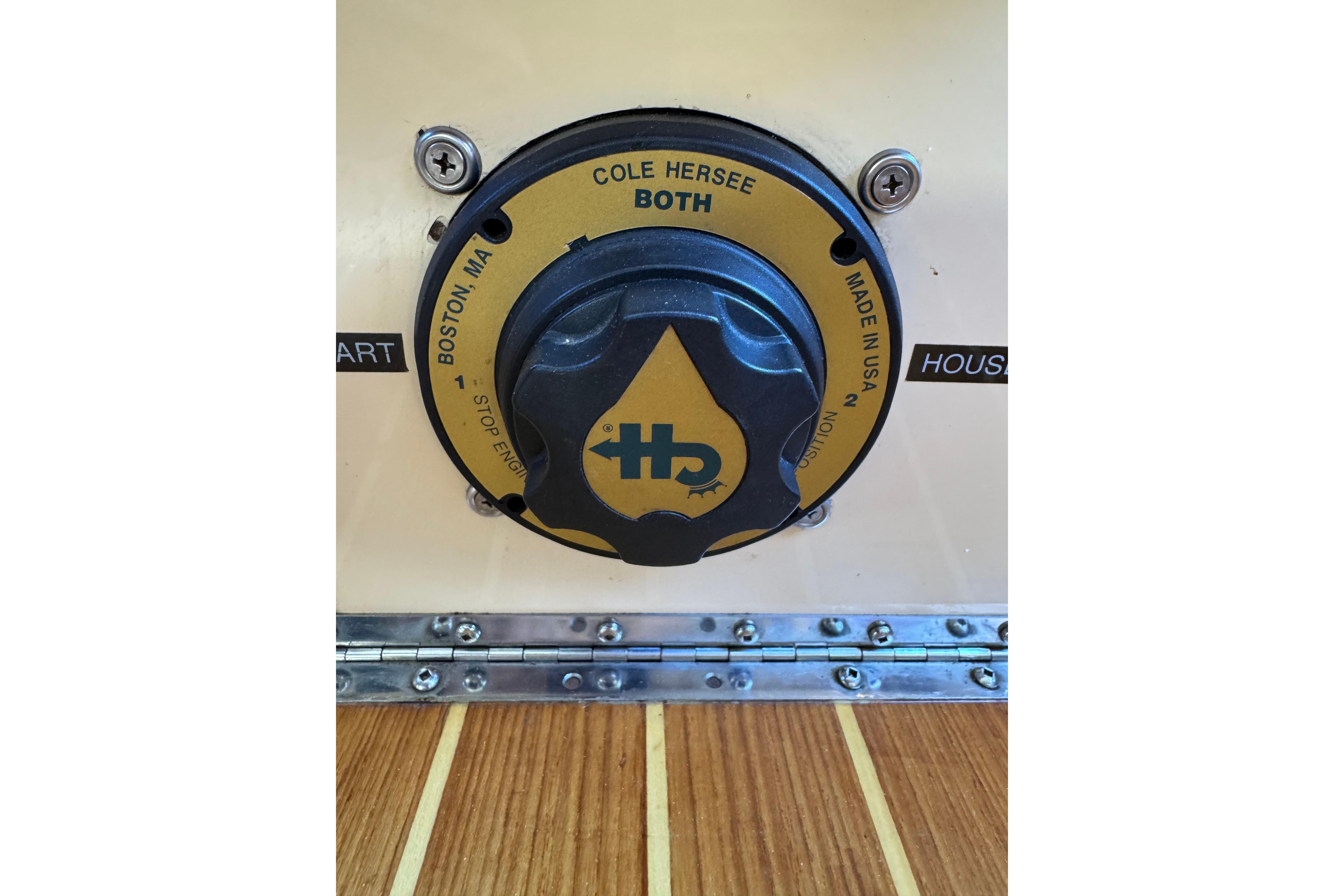 Close-up of a Cole Hersee switch on a 1996 Nordic Tug 32 boat.