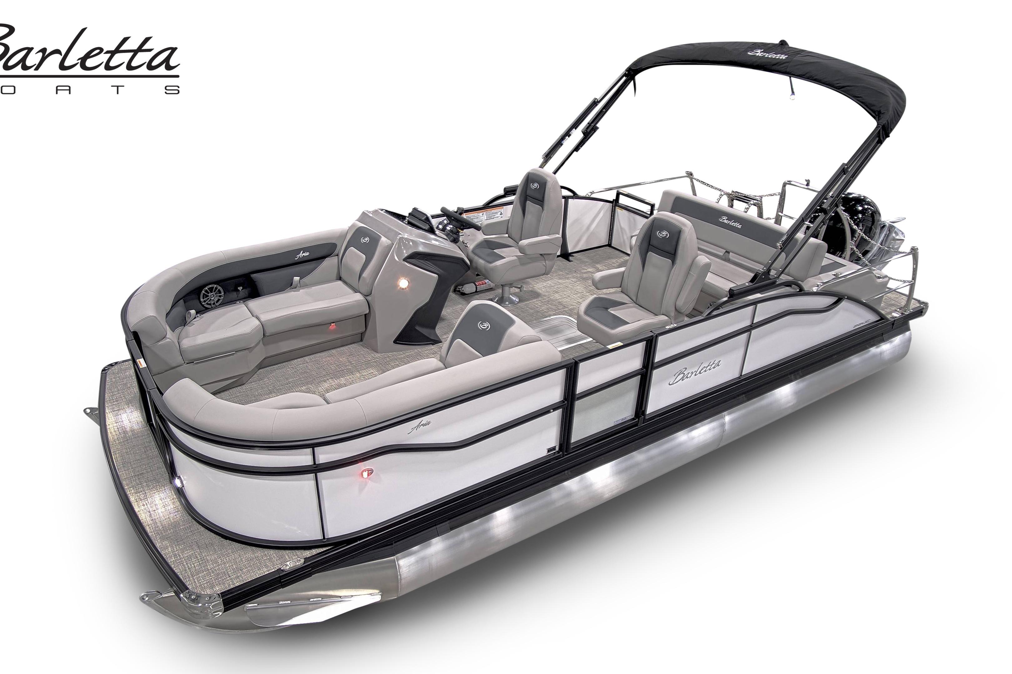 2026 Barletta ARIA 22UC pontoon boat with sleek design and spacious seating.