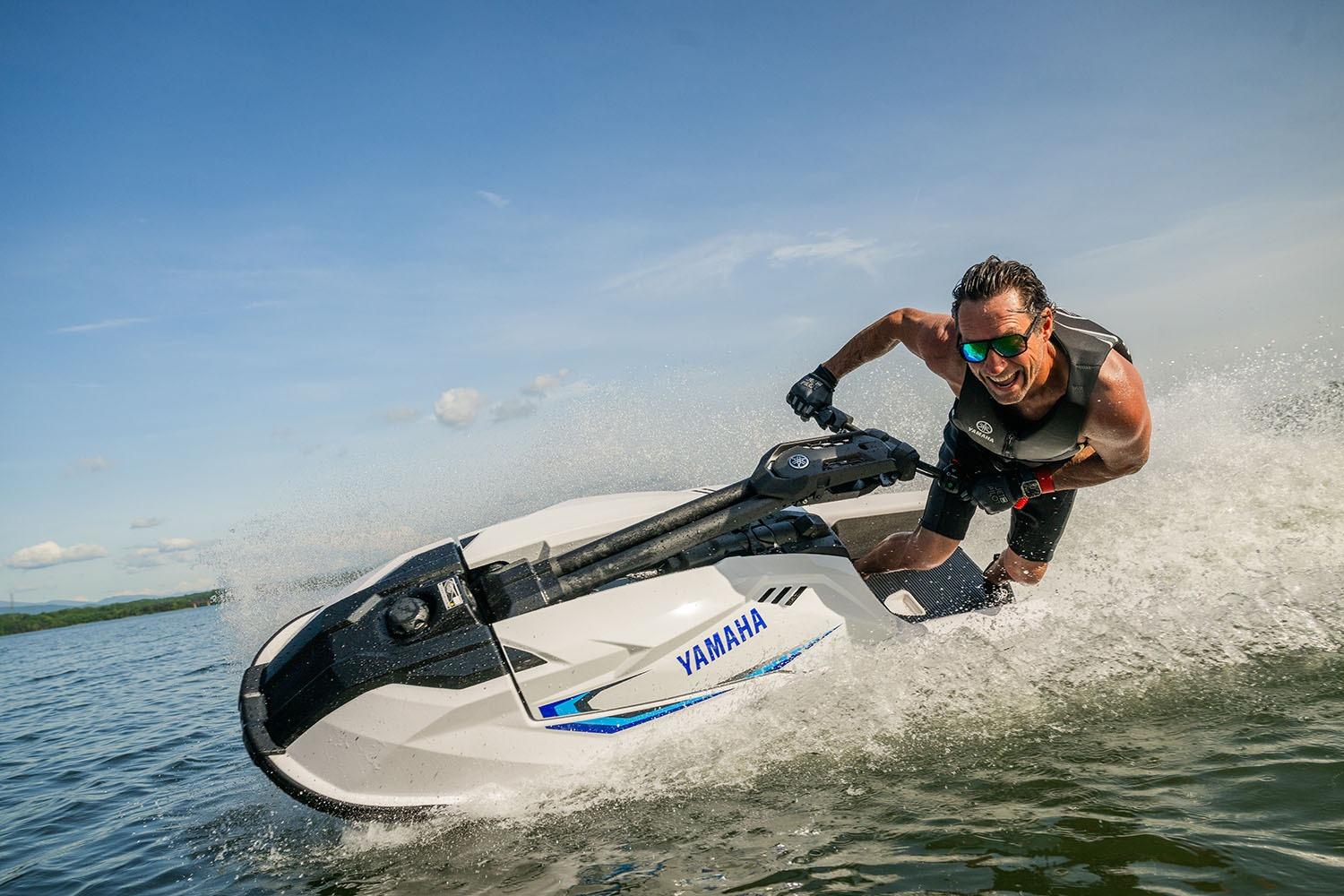 Manufacturer Provided Image: 2026 Yamaha WaveRunner SuperJet speeding on water, rider enjoying a thrilling experience.
