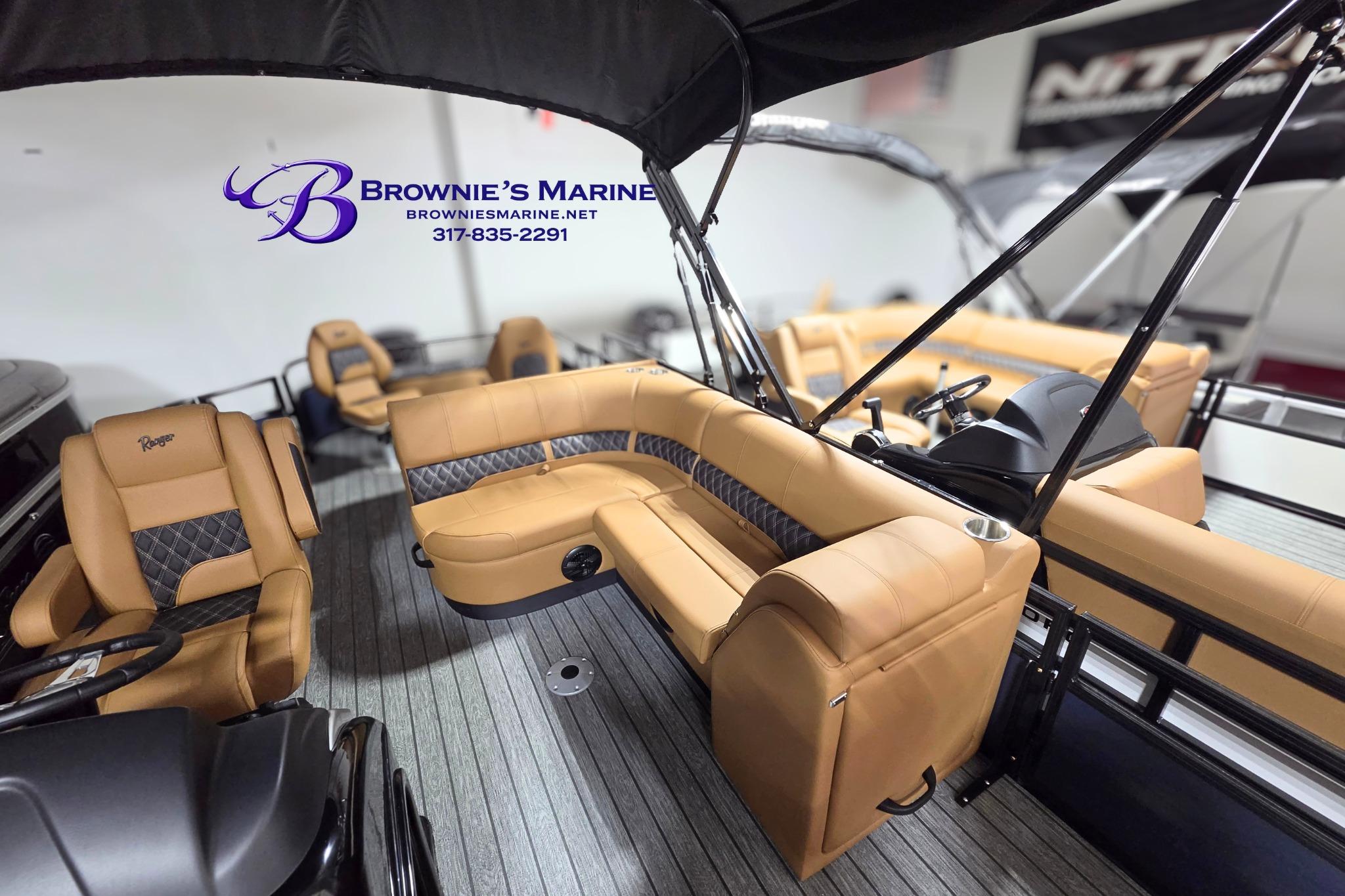 2026 Ranger 220F boat interior with tan seating, showcased at Brownie's Marine.