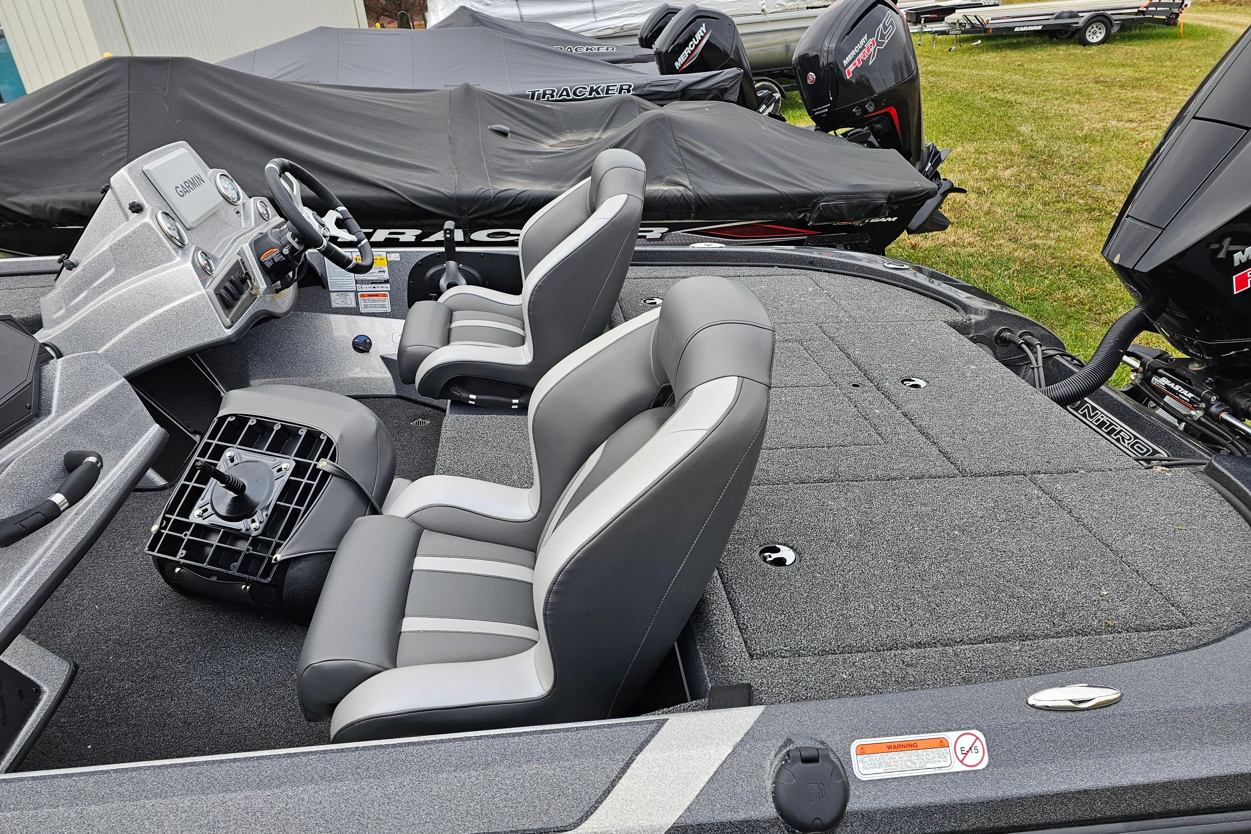 2025 Nitro Z18 Pro boat interior with dual seats and advanced dashboard.