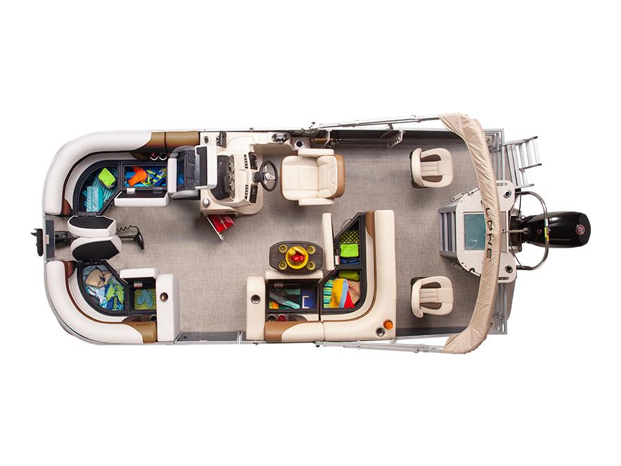 Manufacturer Provided Image: 2025 Lowe SF 212 pontoon boat interior layout with seating and storage.