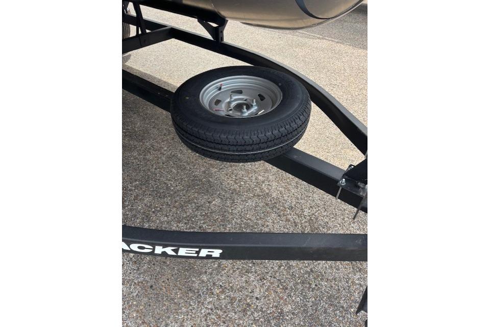 Trailer with spare tire for 2026 Sun Tracker Party Barge 16 DLX.