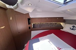 Interior of Jeanneau NC 895 yacht, cozy cabin, 2021 model.