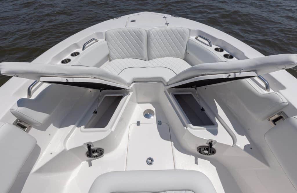 Manufacturer Provided Image: 2025 Sea Fox 228 Commander boat interior with open storage compartments.