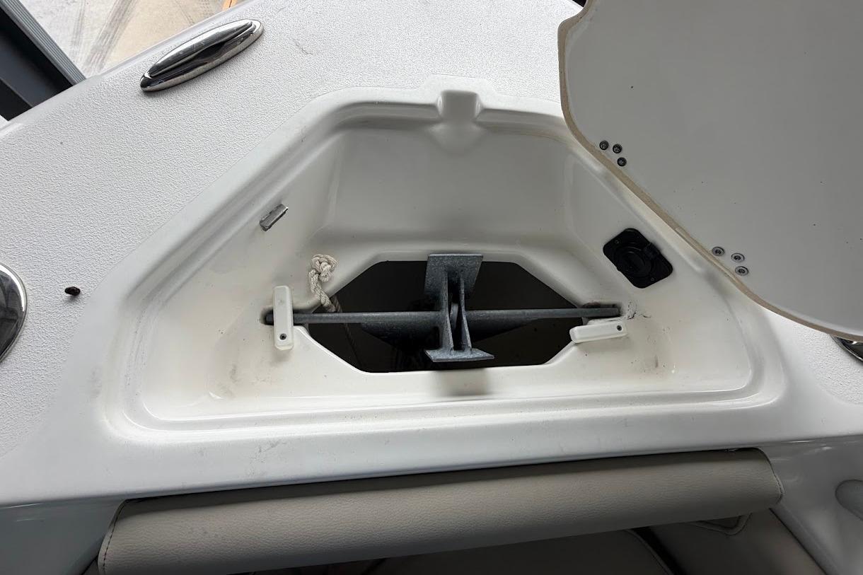 Anchor storage compartment on 2024 Key West 219 FS boat.