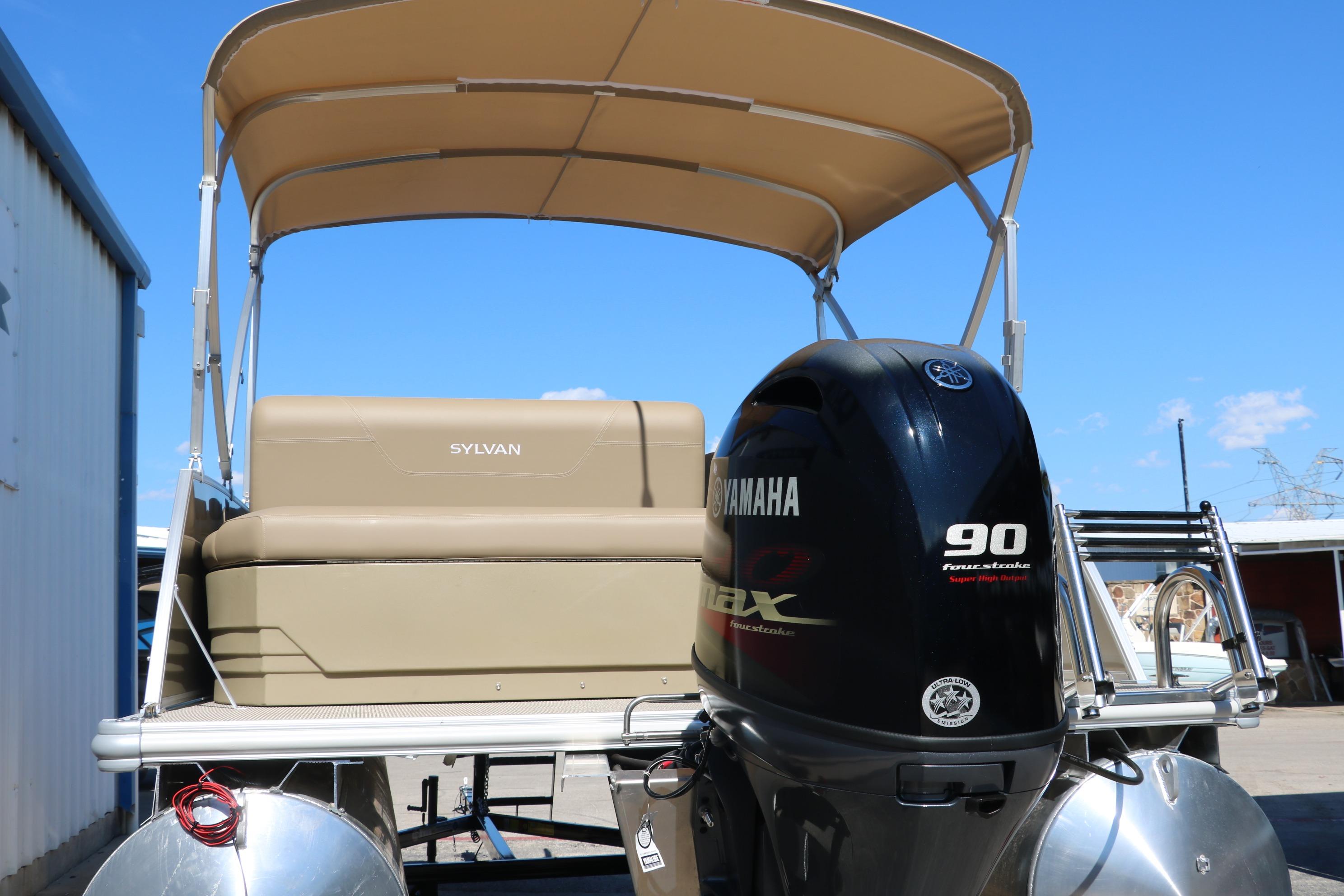 2025 Sylvan Mirage 820 CLZ DH pontoon boat with Yamaha 90 horsepower engine.