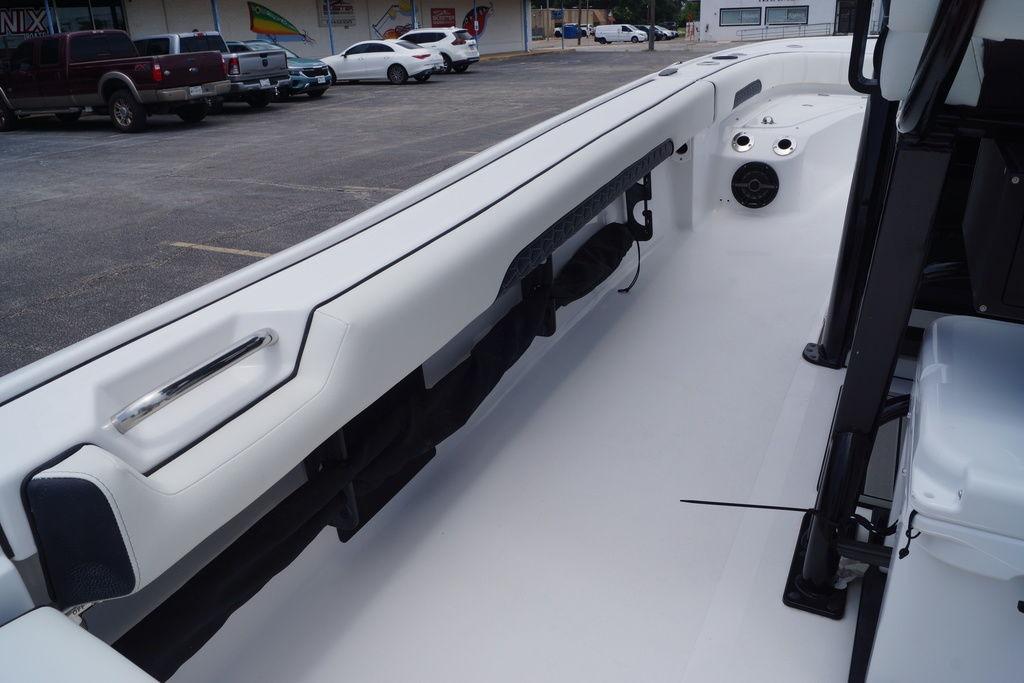 2027 Tidewater 2500 Carolina Bay boat interior with sleek white design and modern features.