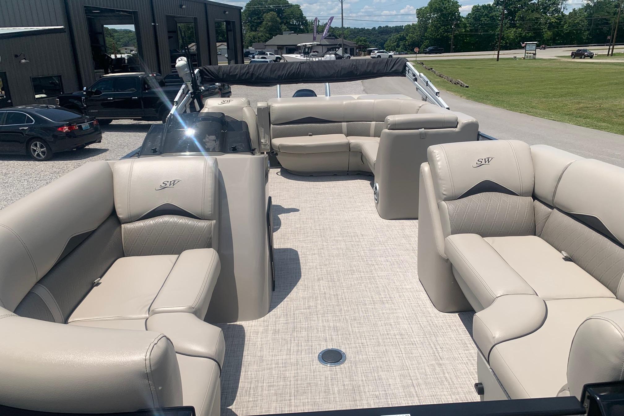 2023 Silver Wave 2410 SW3 CLS pontoon boat with luxurious seating and spacious deck.