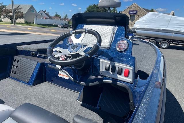 Steering console of a 2026 Nitro Z18 Pro boat, featuring modern controls and dashboard.