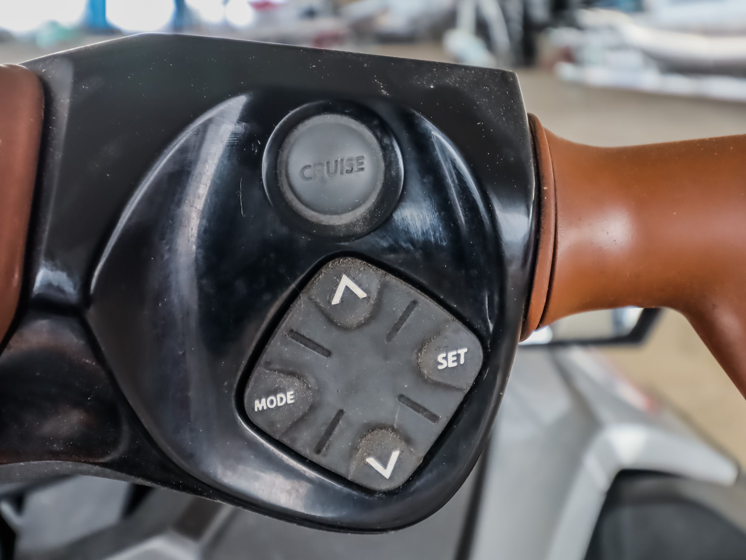 Close-up of Sea-Doo GTX300 jet ski controls, model year 2018.