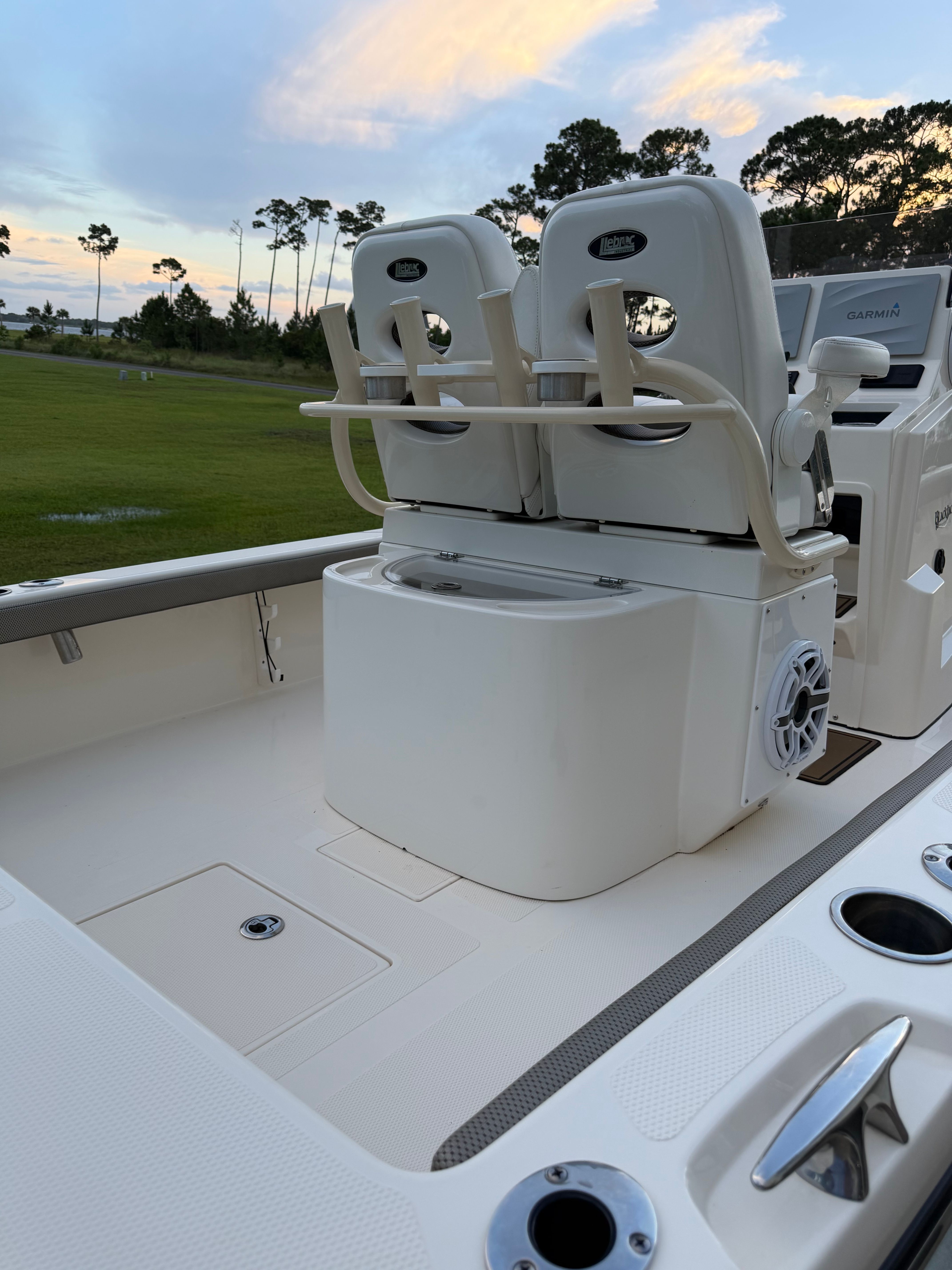 Interior view of a 2022 BlackJack 256 Coastal boat.