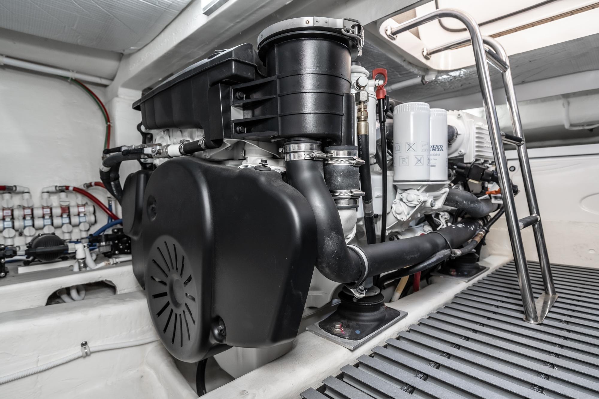 Engine room of 2020 Tiara Yachts C39 Coupe with modern technology.