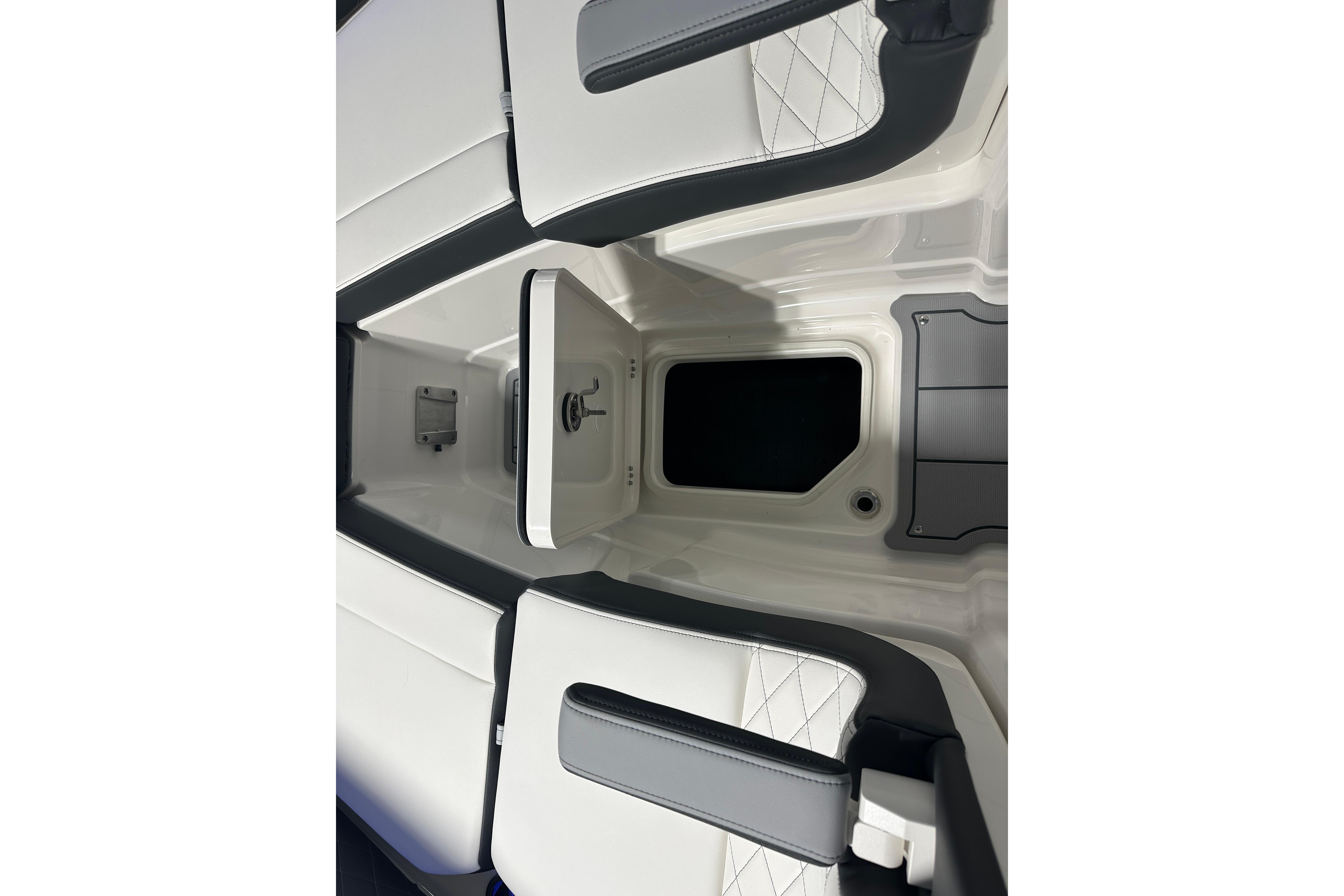 Interior of Chaparral SSX 8 boat, 2026 model.
