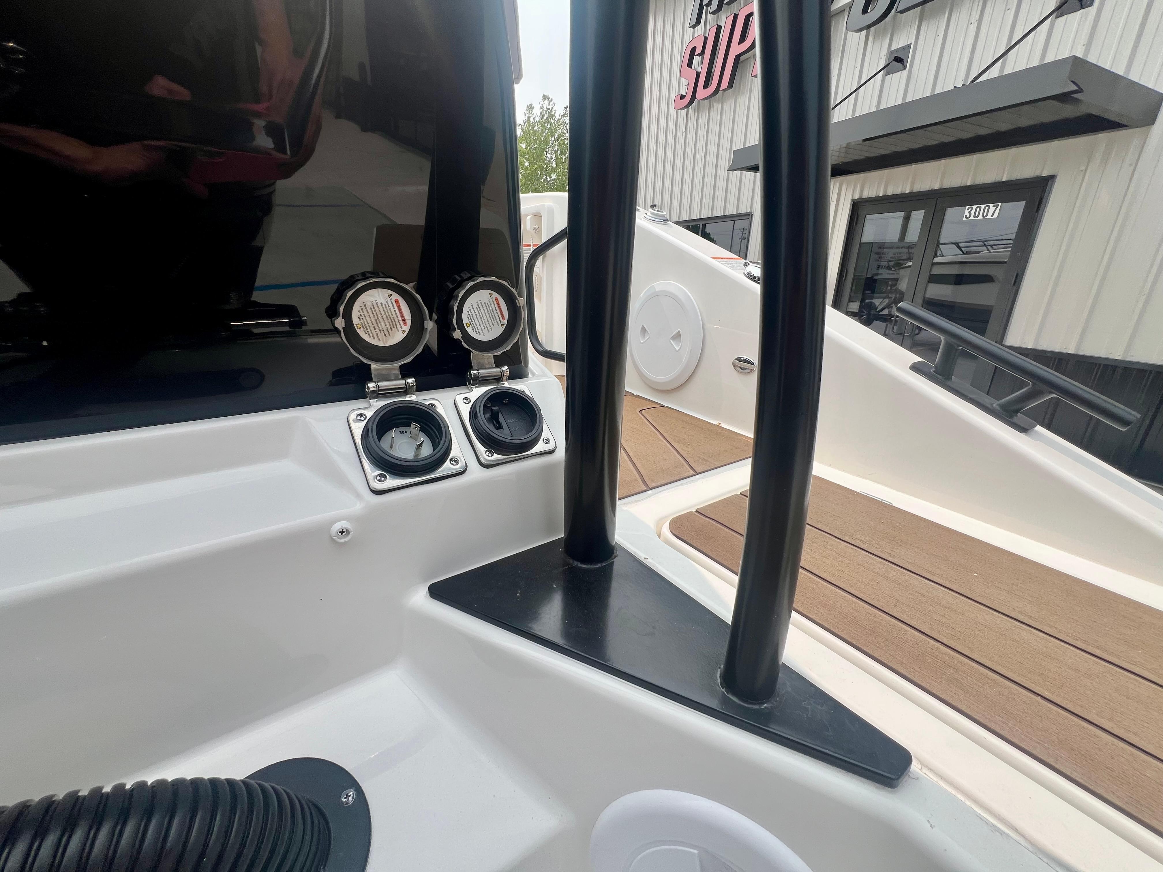 Interior view of 2025 Navan S-30 boat, featuring sleek design and modern controls.