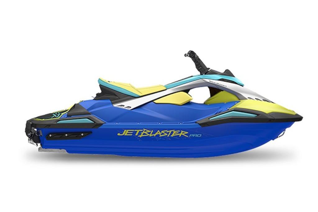 2026 Yamaha WaveRunner JetBlaster PRO 2-Up in vibrant blue and yellow design.