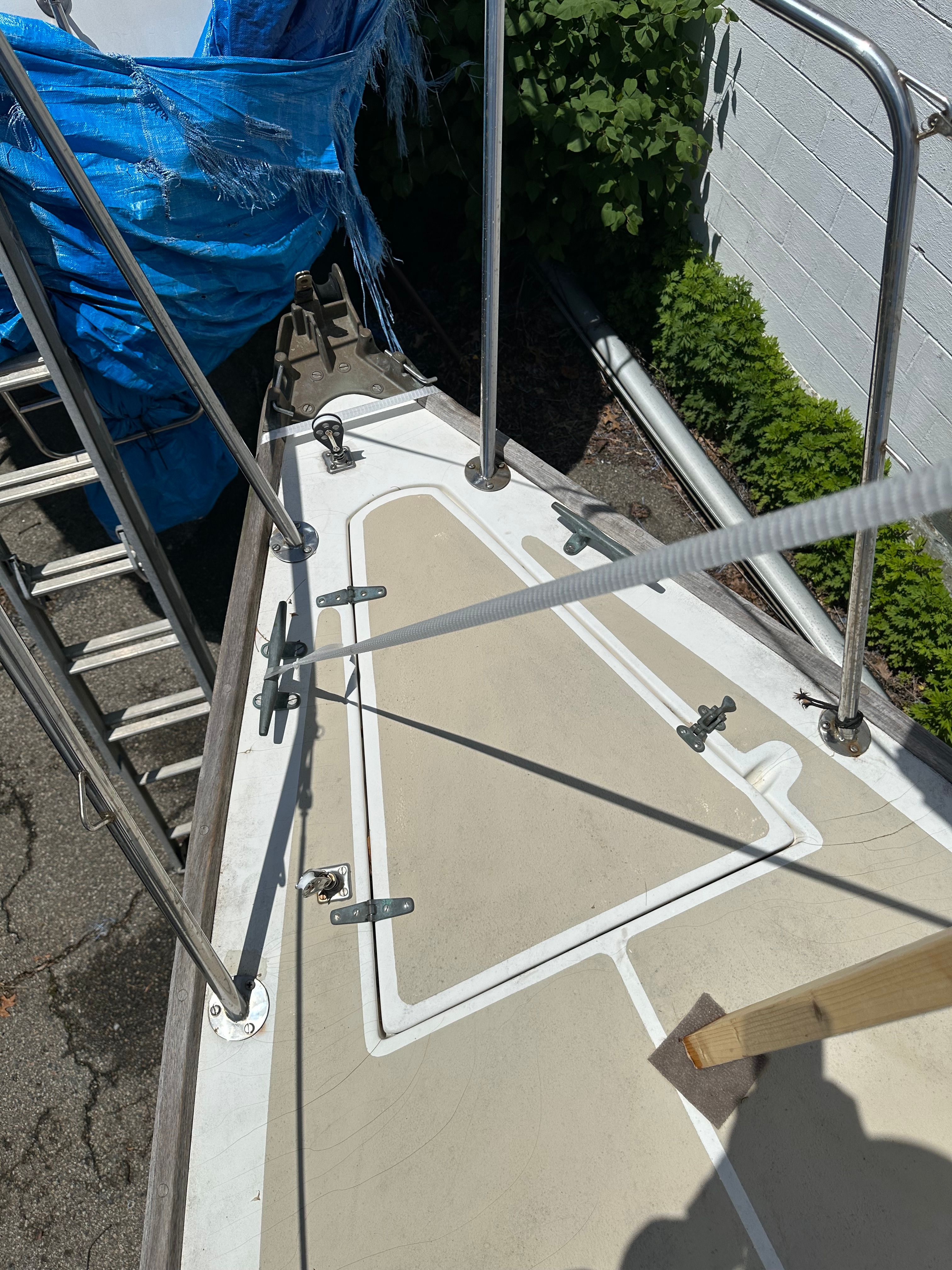 Deck of a 1985 Cape Dory 25D sailboat.