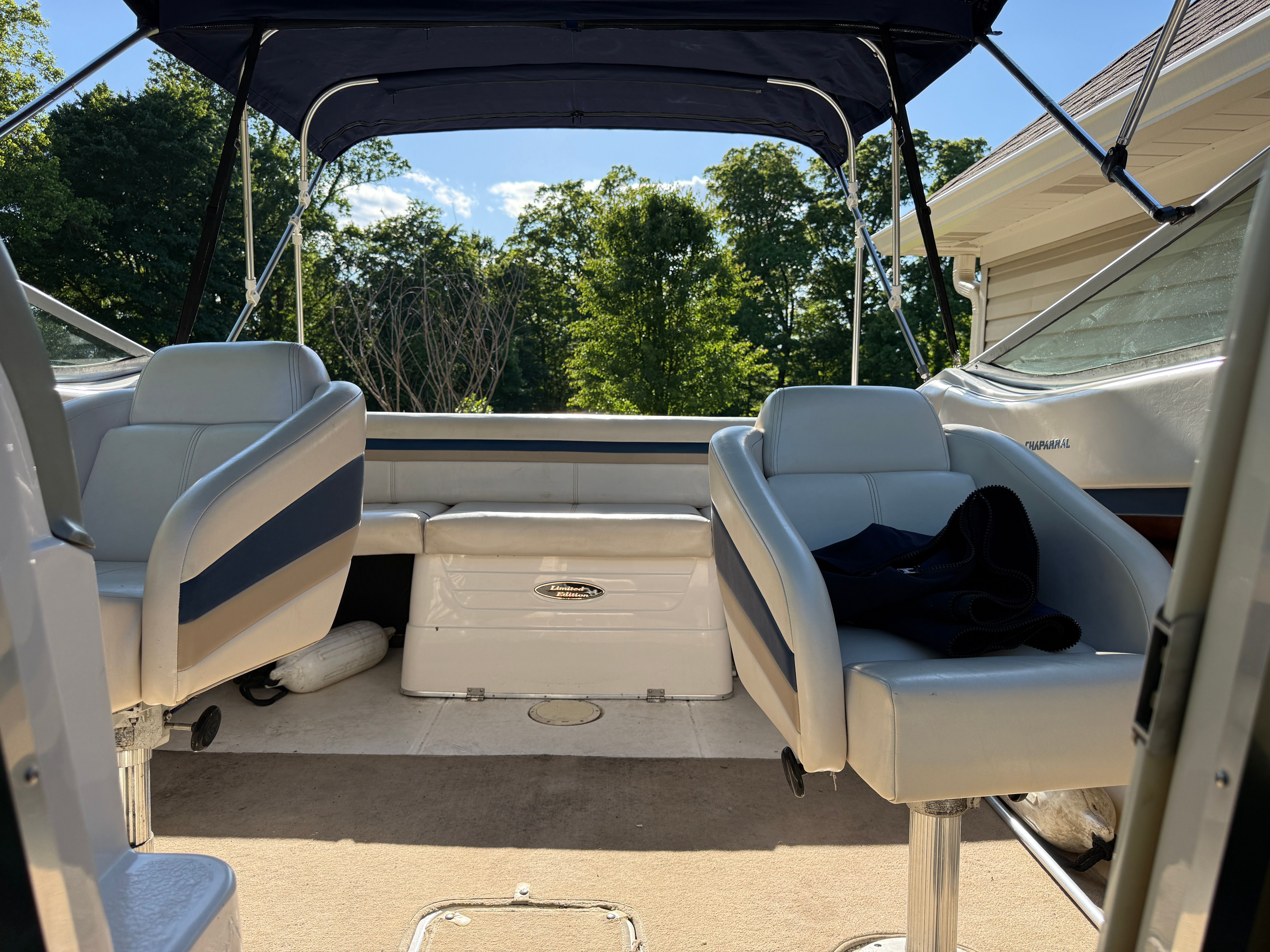 Interior view of a 1999 Custom 2335 Cuddy cabin.