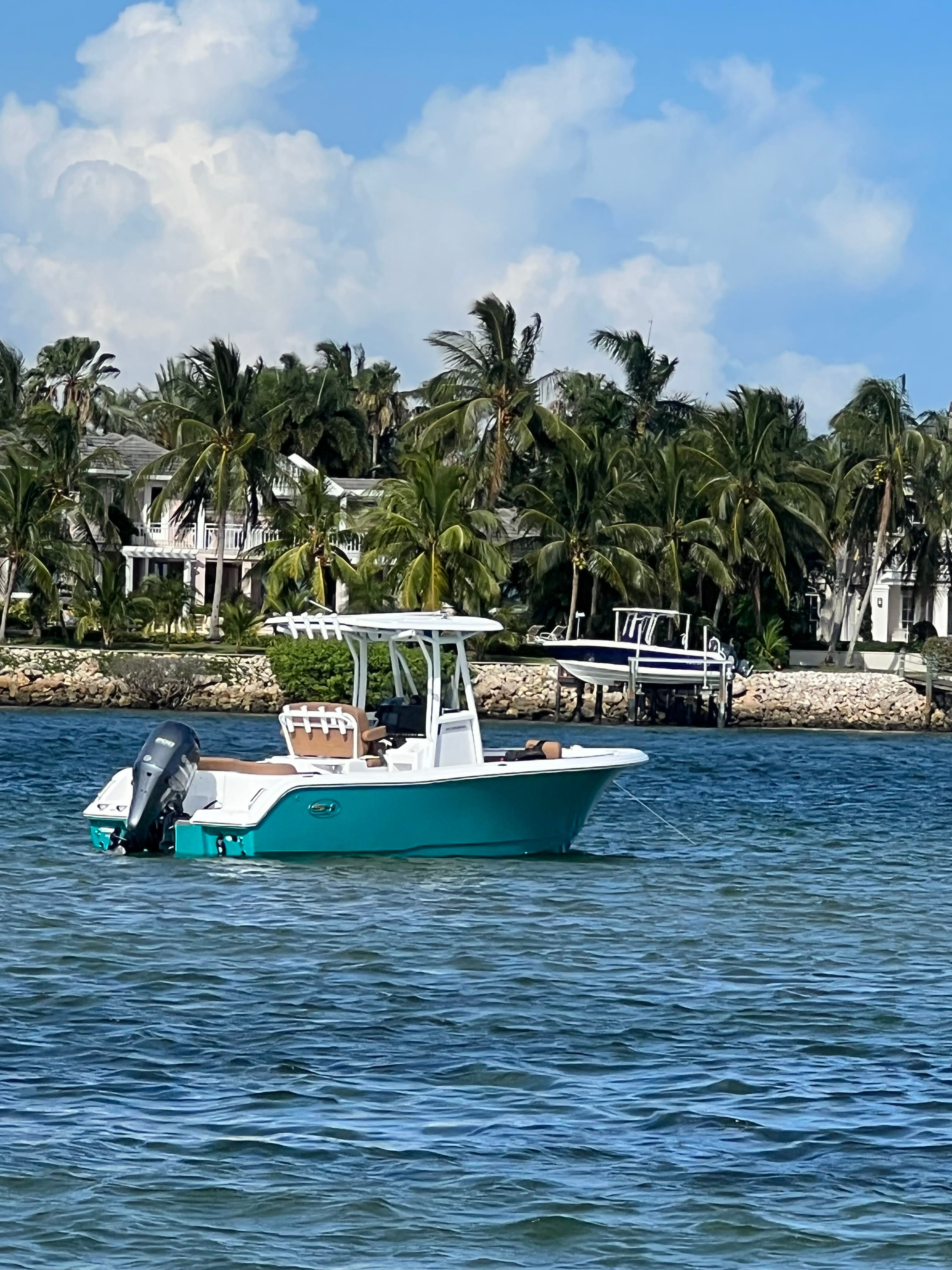 Sea Hunt Ultra 234 boat 2022 in tropical setting.