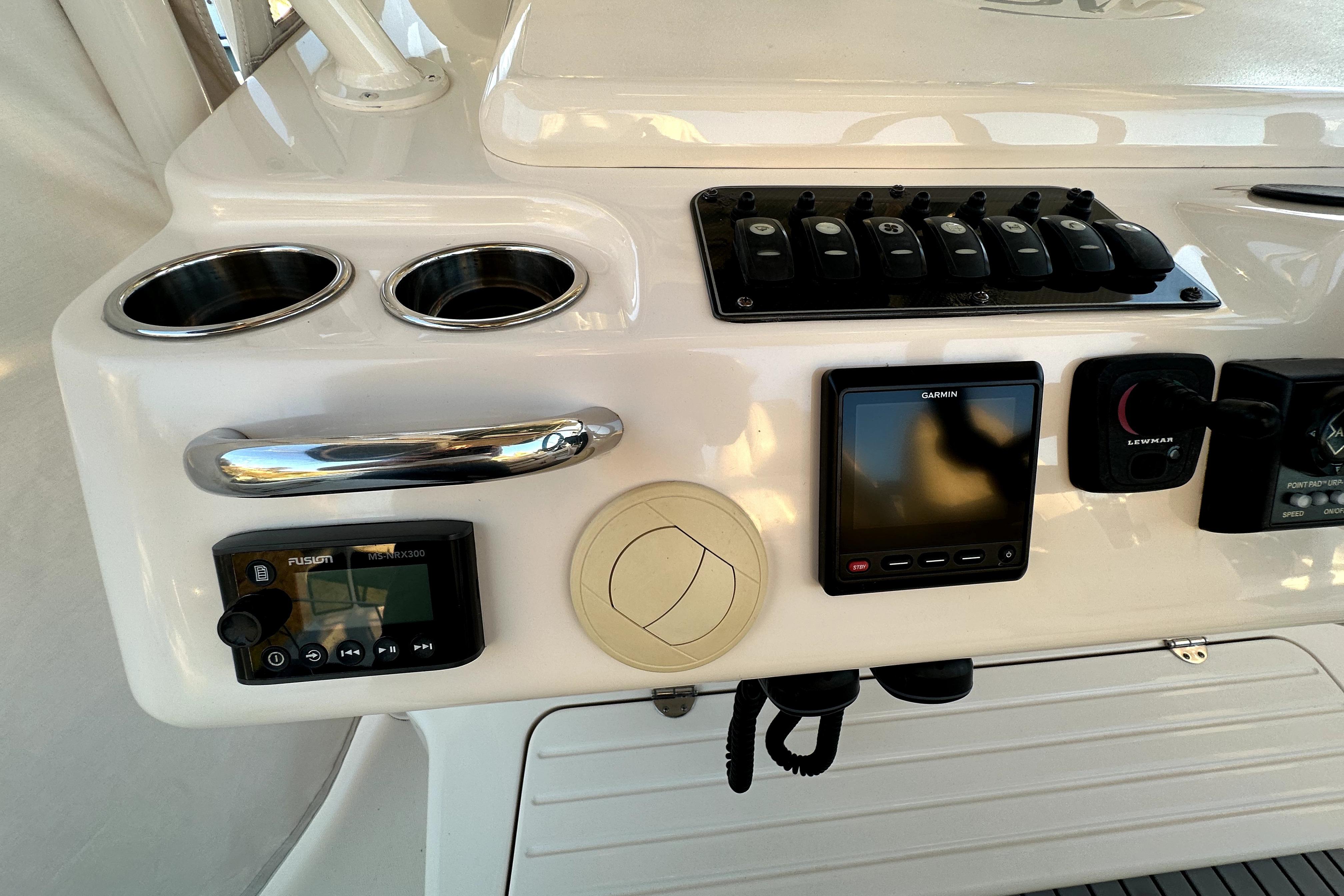 2019 Grady-White Canyon 336 boat dashboard with controls and navigation equipment.