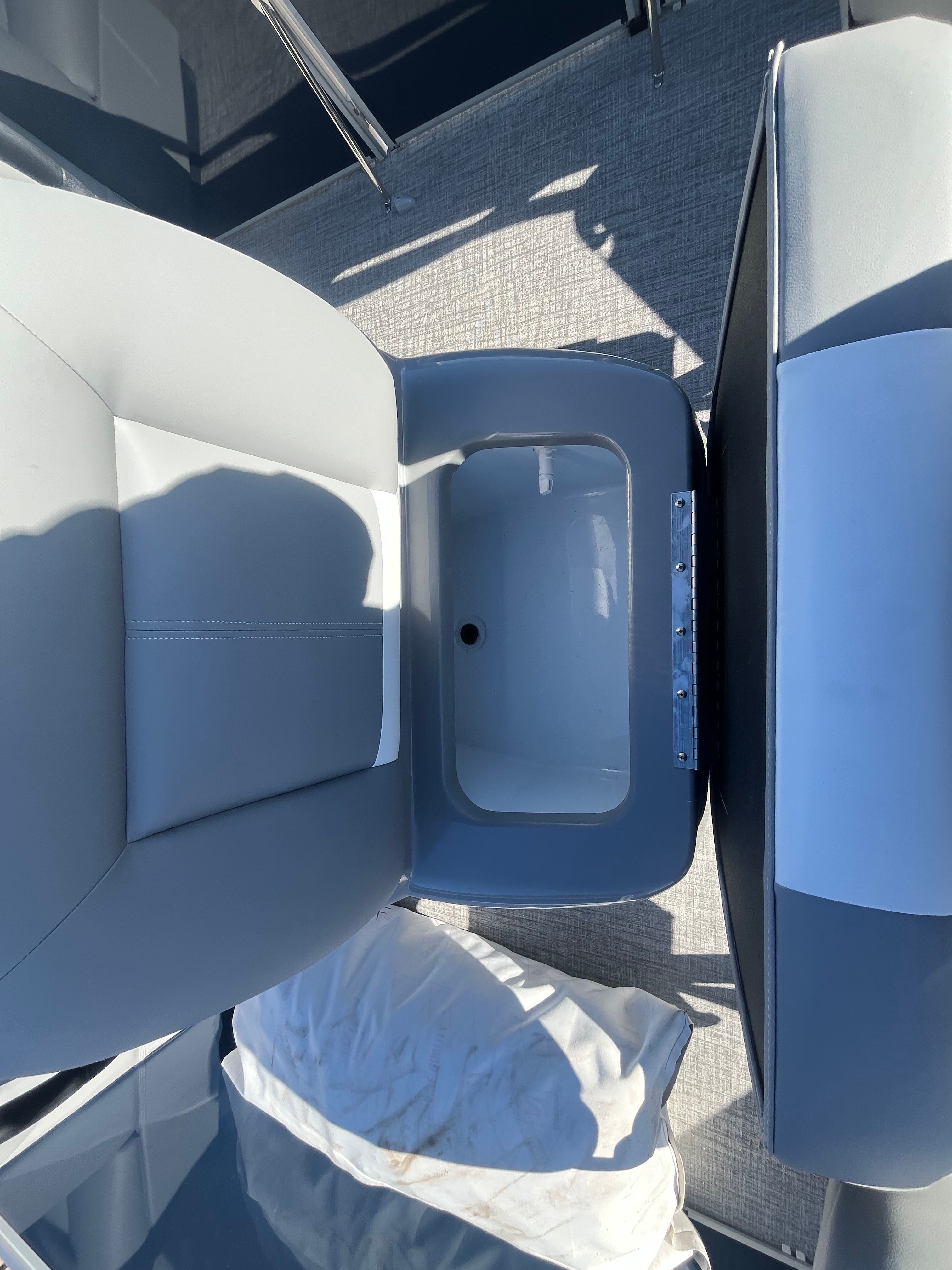 Interior of 2026 Landau Alure 21CC Fish with seating and storage.