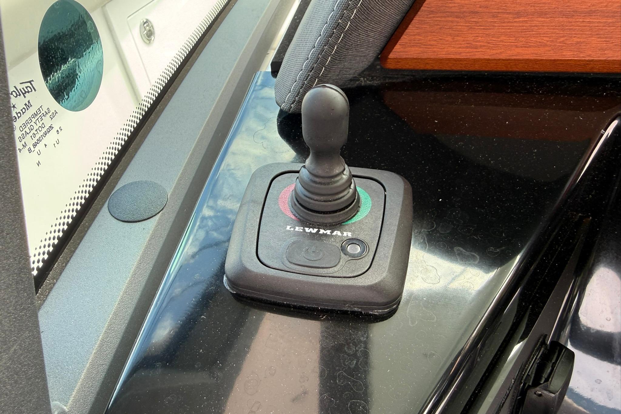 Joystick control on 2027 Monterey Elite 30 OB boat dashboard.
