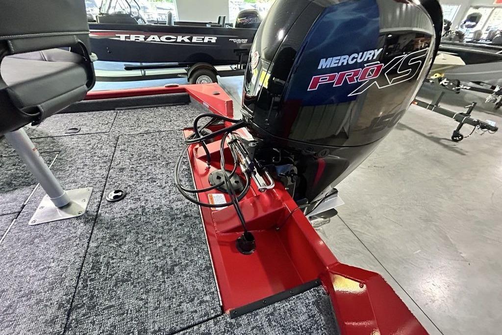 2026 Tracker Pro Team 195 boat with Mercury Pro XS engine, interior view.