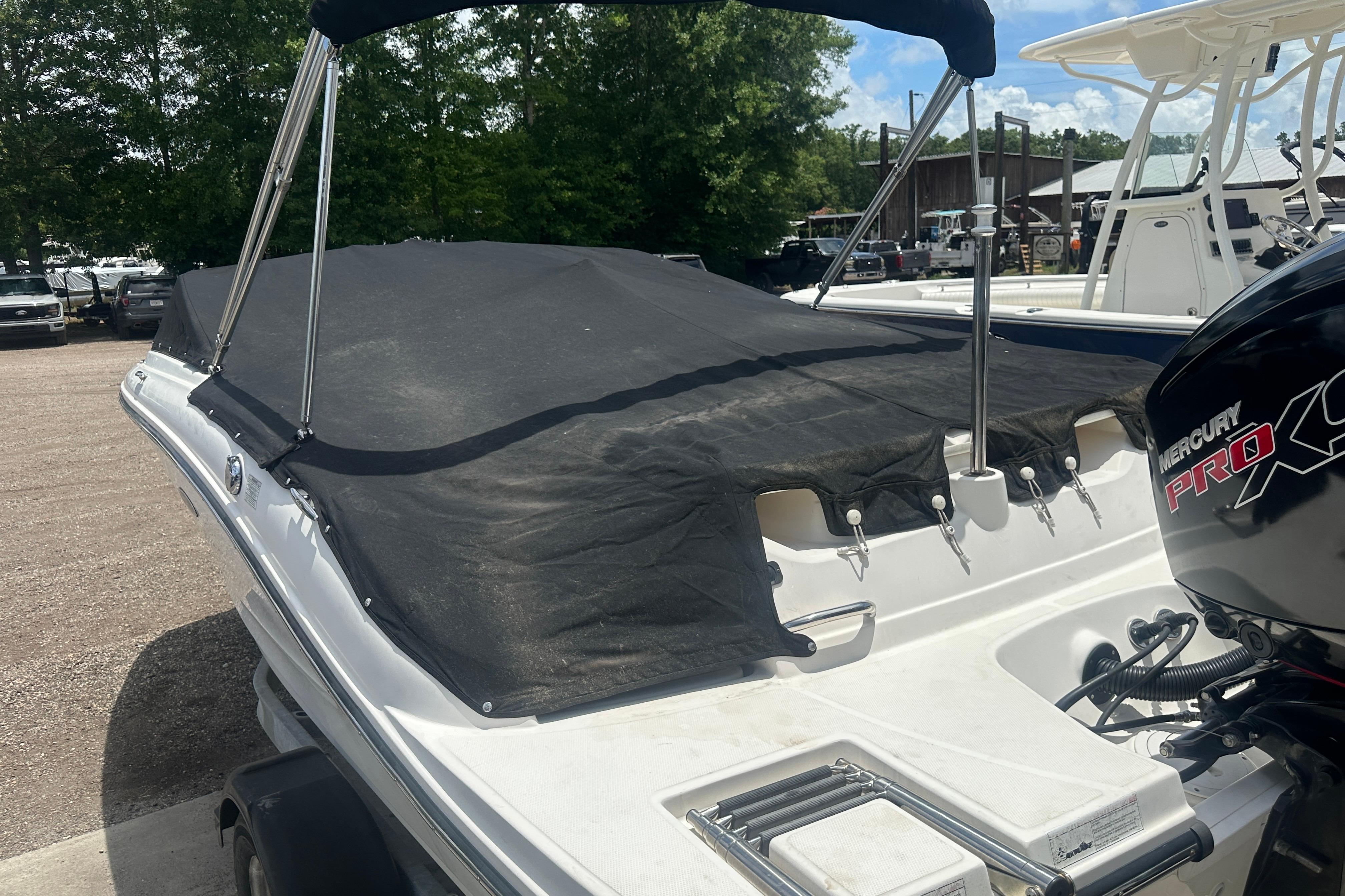 2017 Sea Ray SPX 190 Outboard boat with cover and Mercury Pro outboard motor.