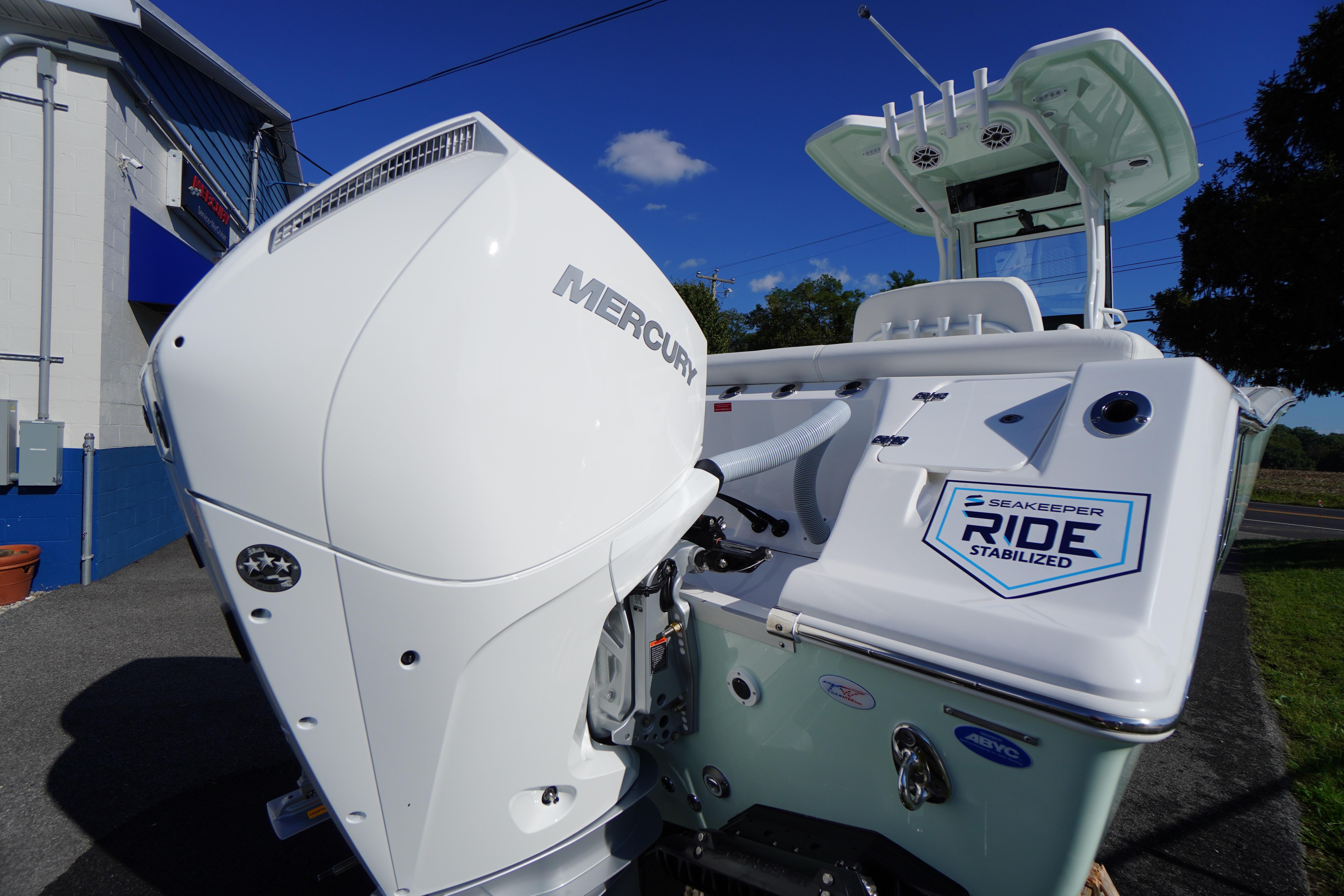 2026 Tidewater 272 LXF boat with Mercury engine and Seakeeper Ride stabilization.