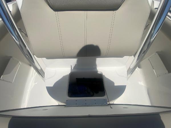 2024 Key West 239 FS boat interior with storage compartment.