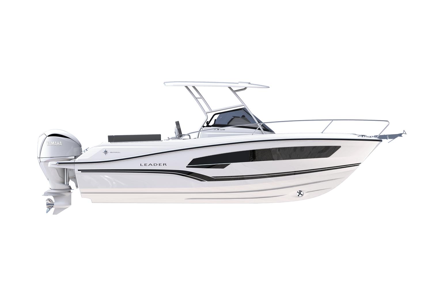 Manufacturer Provided Image: 2025 Jeanneau Leader 7.5 WA Series 3 boat, sleek design, side view, white hull.