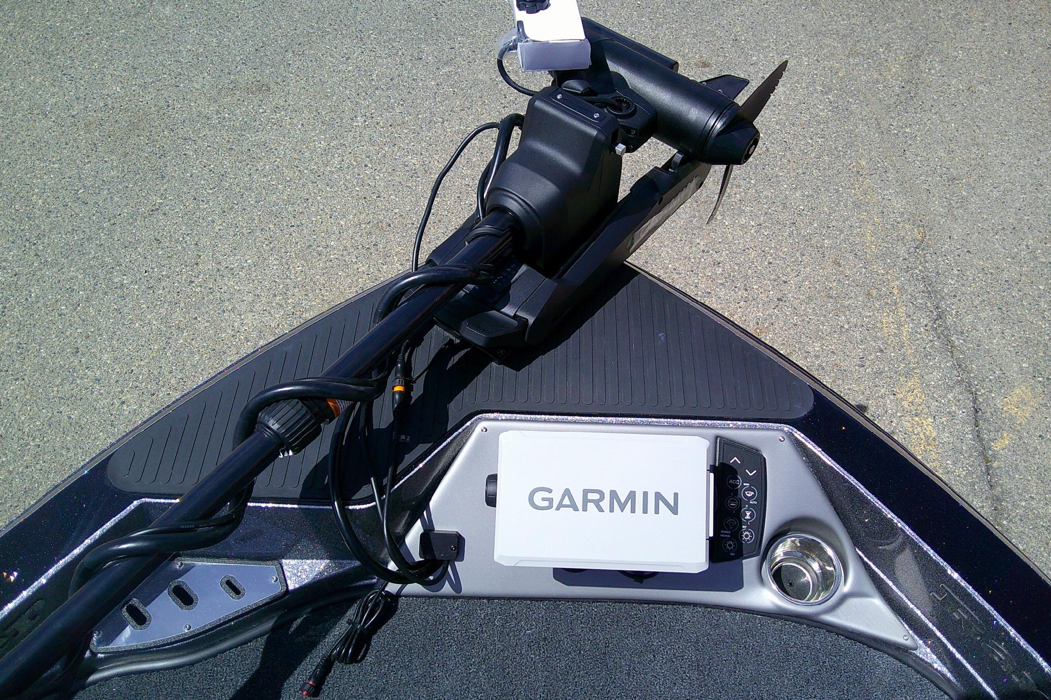 2026 Ranger 620FS Cup-Equipped boat with Garmin navigation system and trolling motor.
