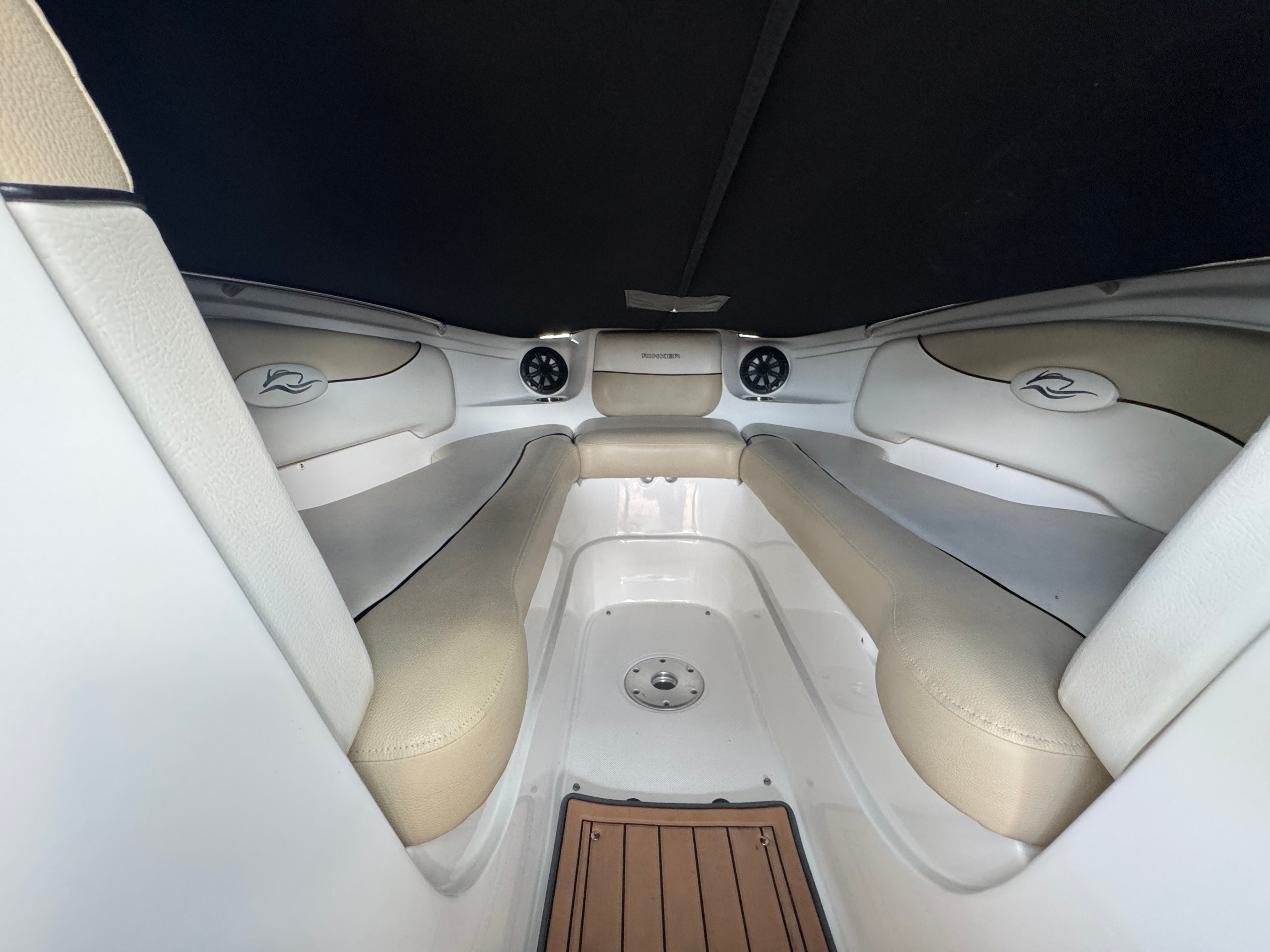 Interior of 2017 Rinker QX29 BR boat.