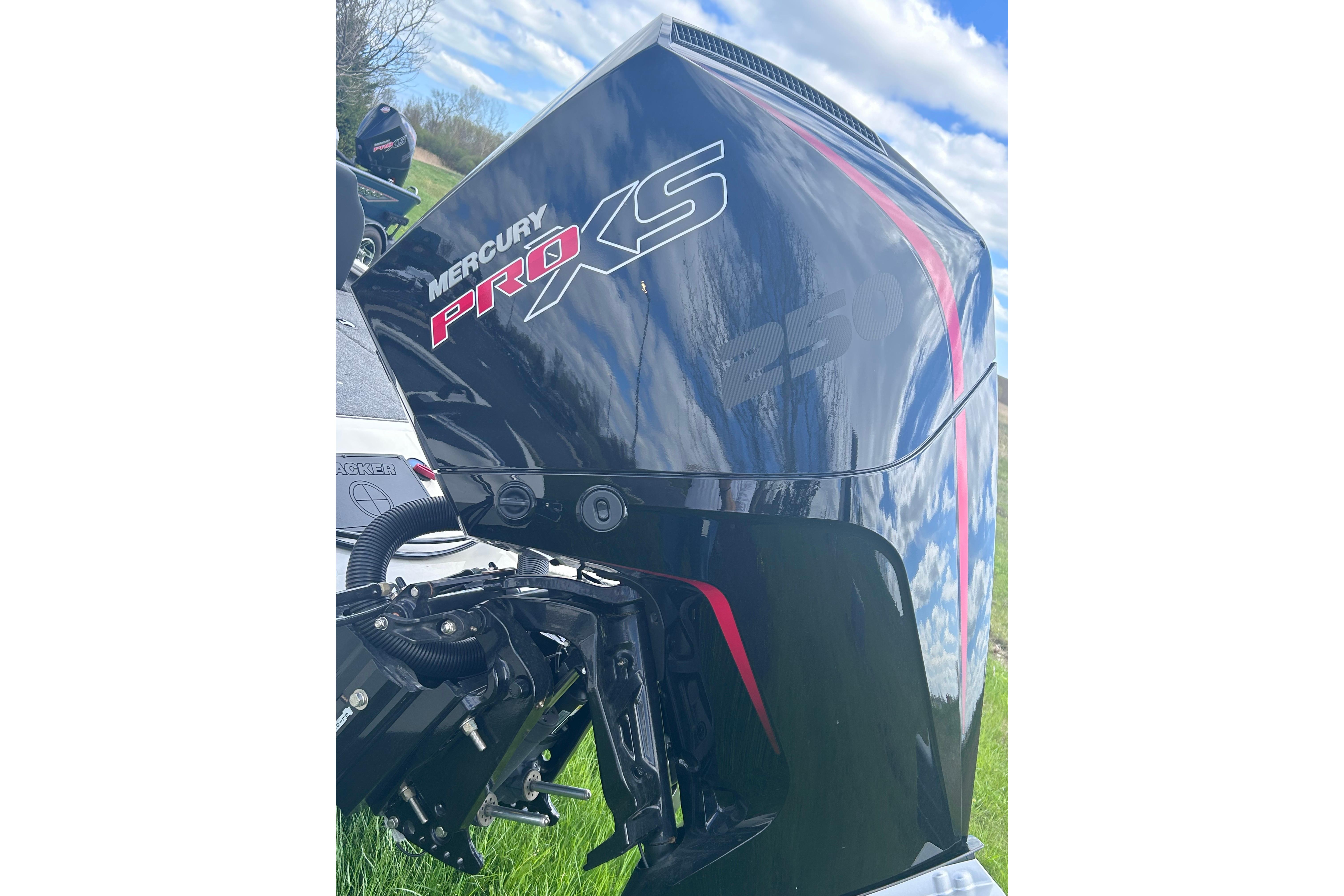 Mercury Pro XS 250 outboard motor on 2025 Tracker Savage 215 boat.