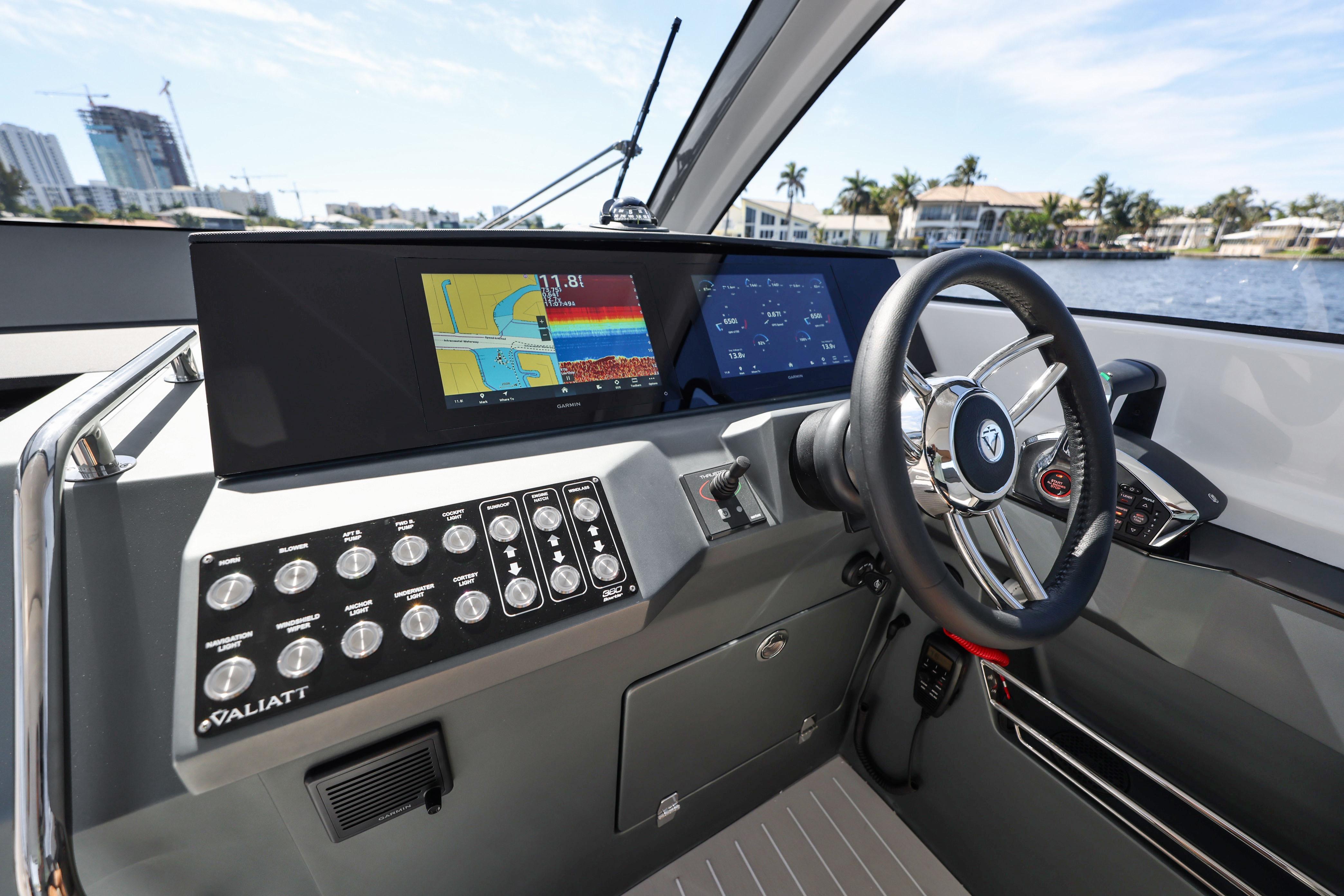 2025 VALIATT YACHTS 380 Bowrider dashboard with advanced navigation and control systems.