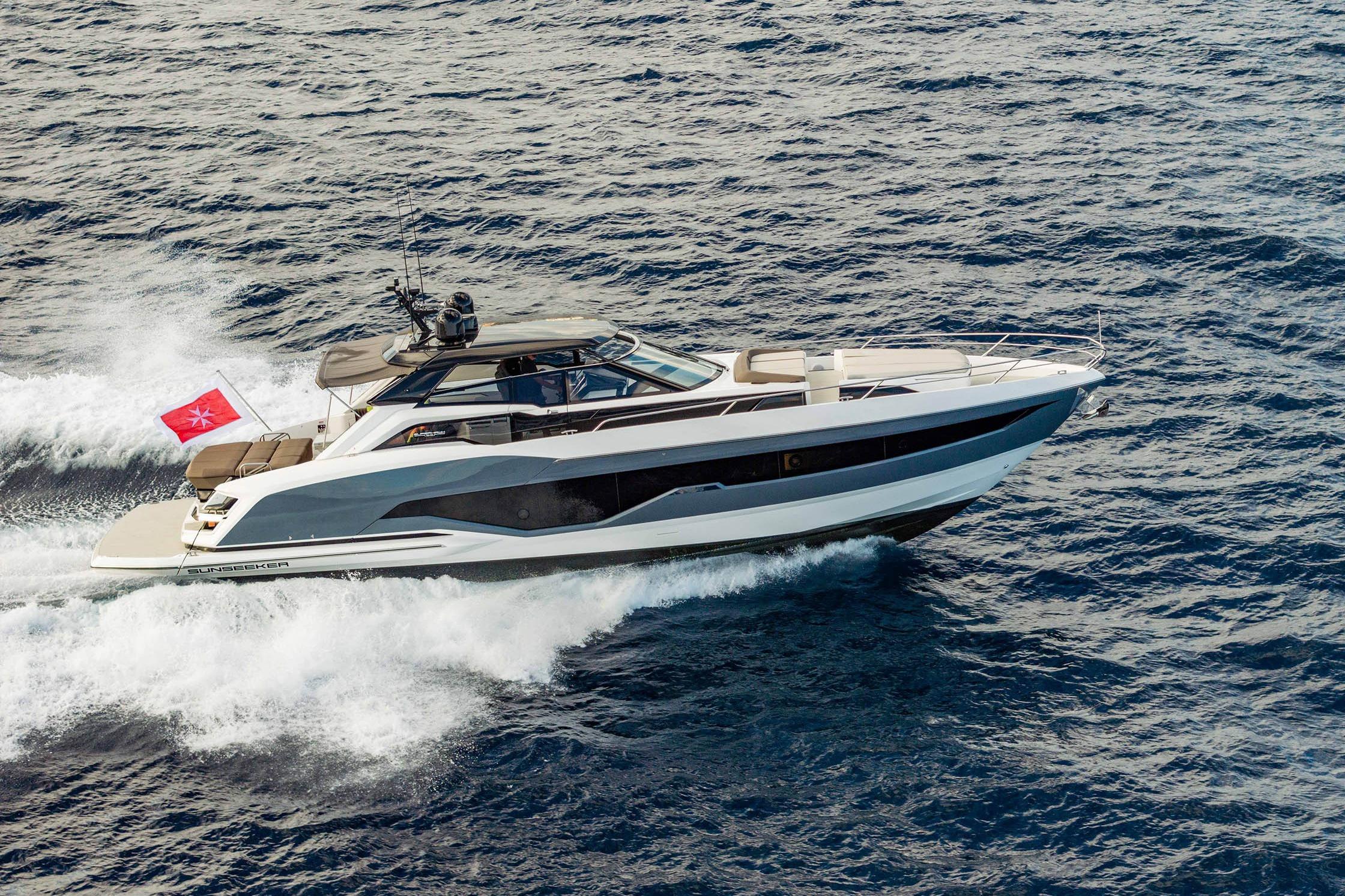 2024 Sunseeker Superhawk 55 yacht cruising on open water.