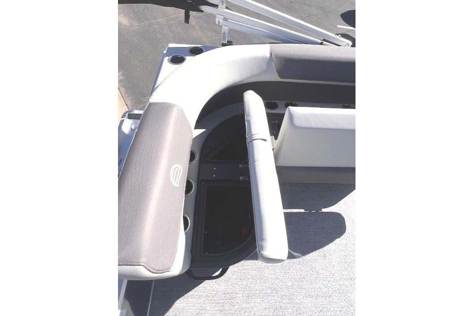 2026 Sun Tracker Bass Buggy 16 XL Select seat with storage compartment.