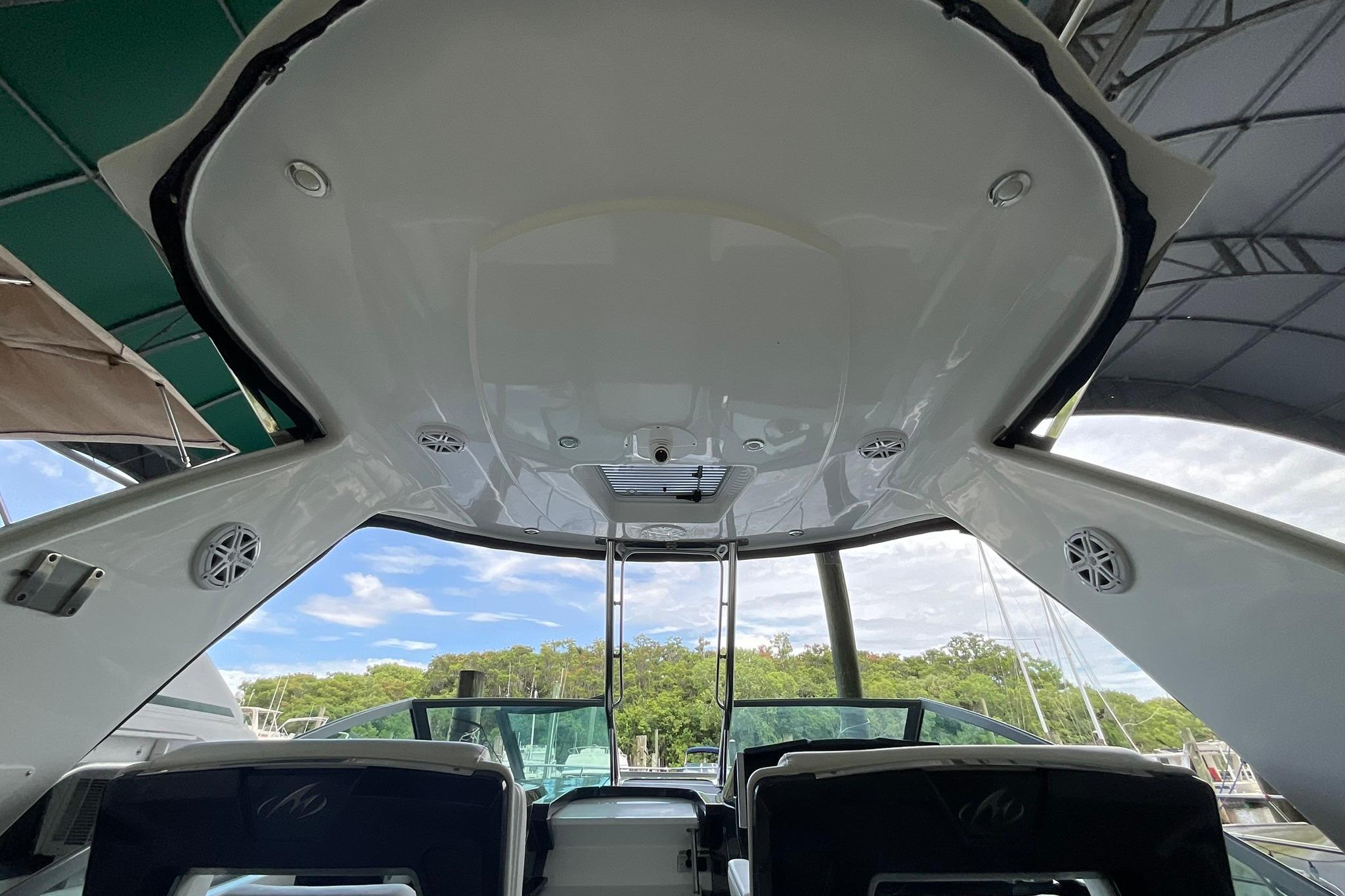 2019 Monterey 335 Sport Yacht interior view with sleek design and modern features.