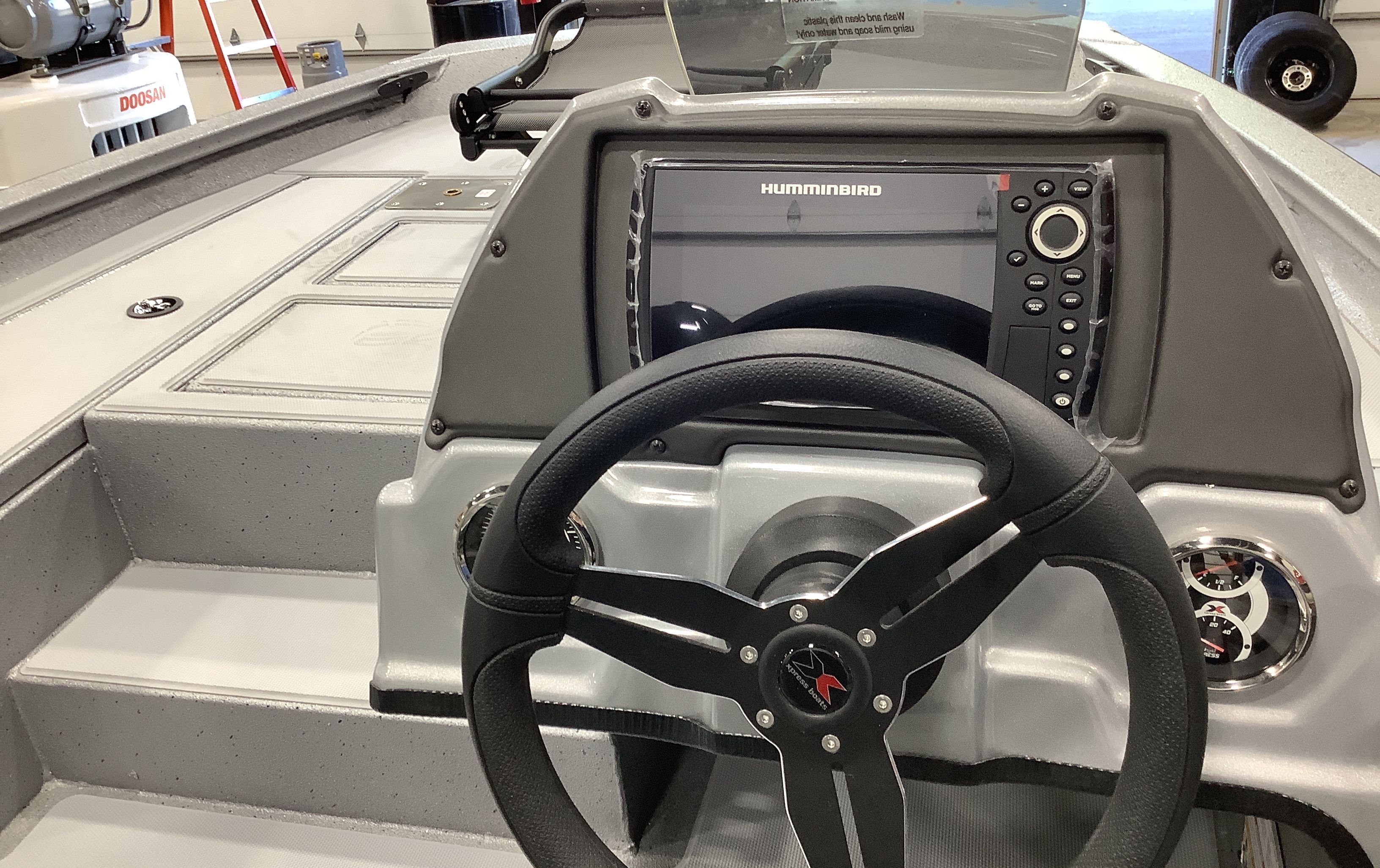 2026 Xpress Boats H18C console with Humminbird display.