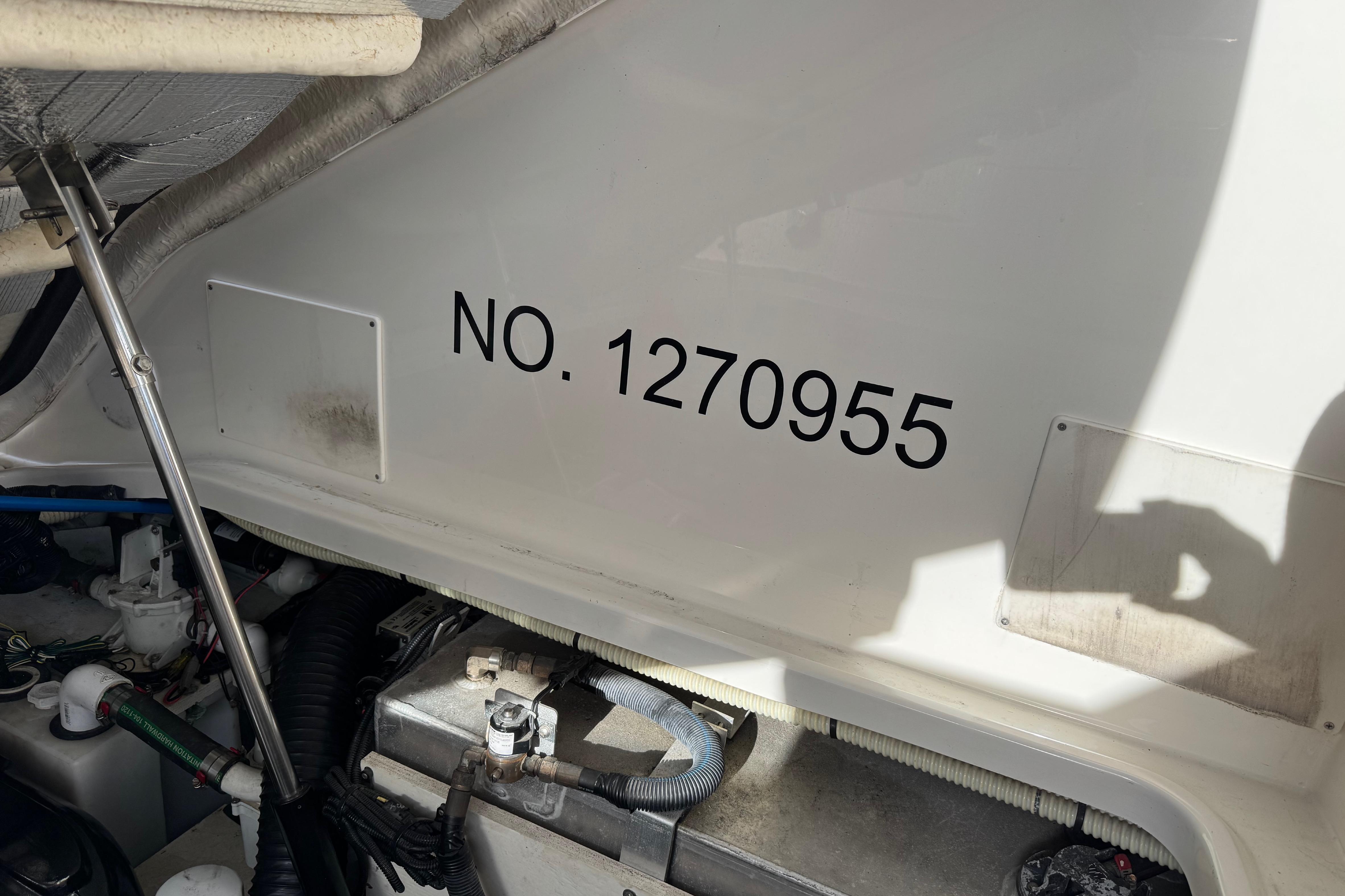 Engine compartment of 2016 Sea Ray Sundancer 350 with registration number 1270955.