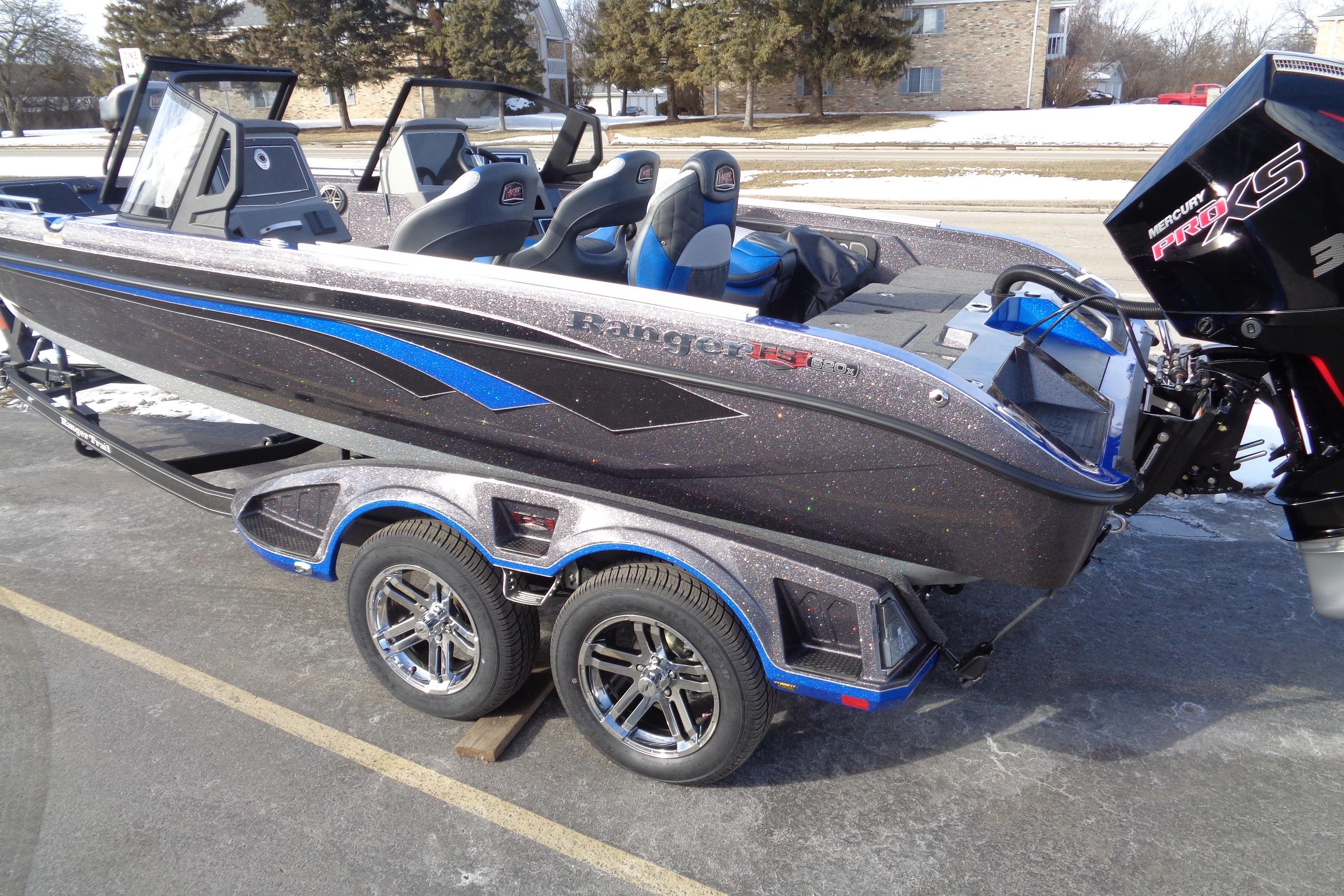 2026 Ranger 620xFS Pro boat with Mercury Pro XS engine on a trailer.