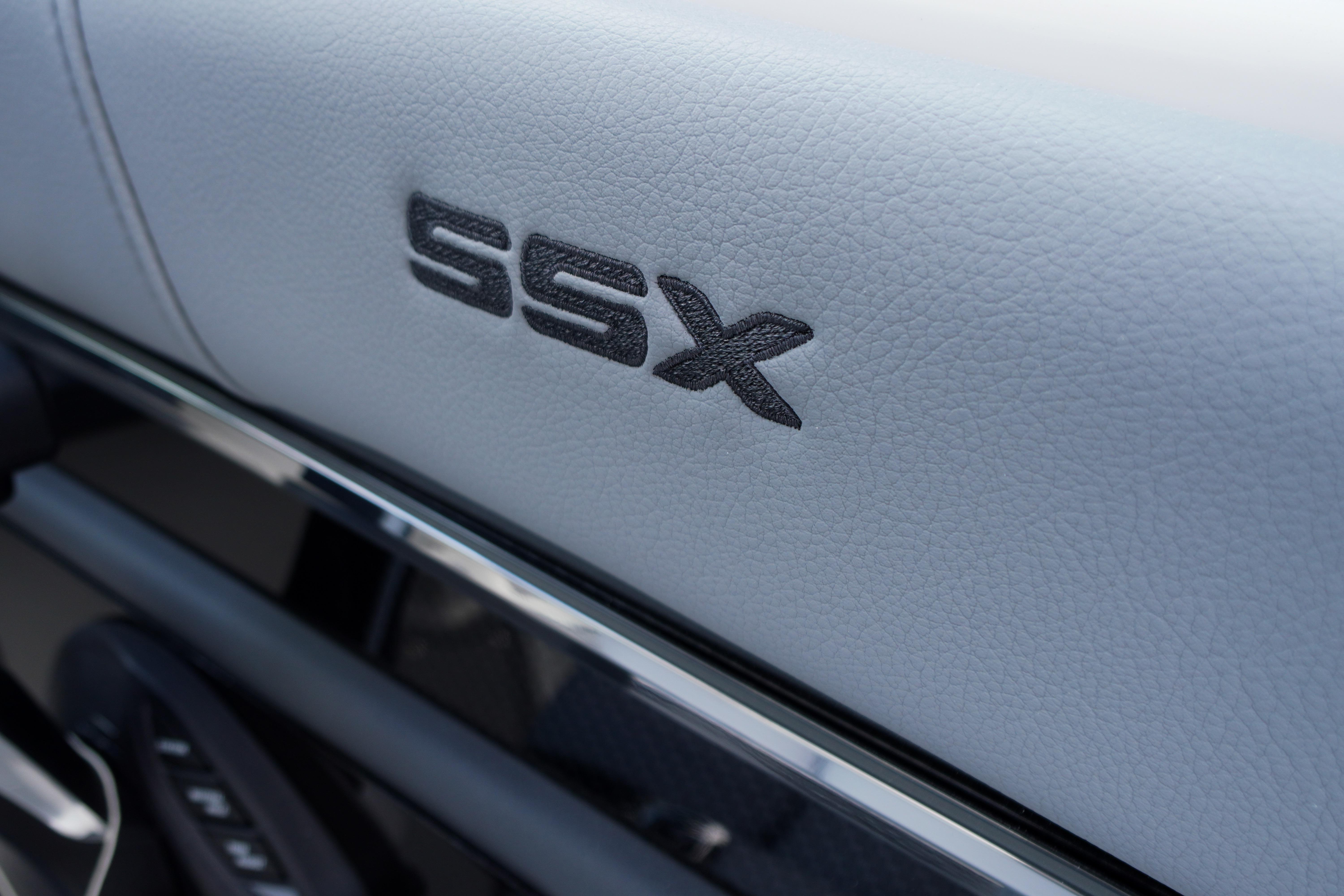 2026 Chaparral SSX 4 interior detail with embossed logo on leather.