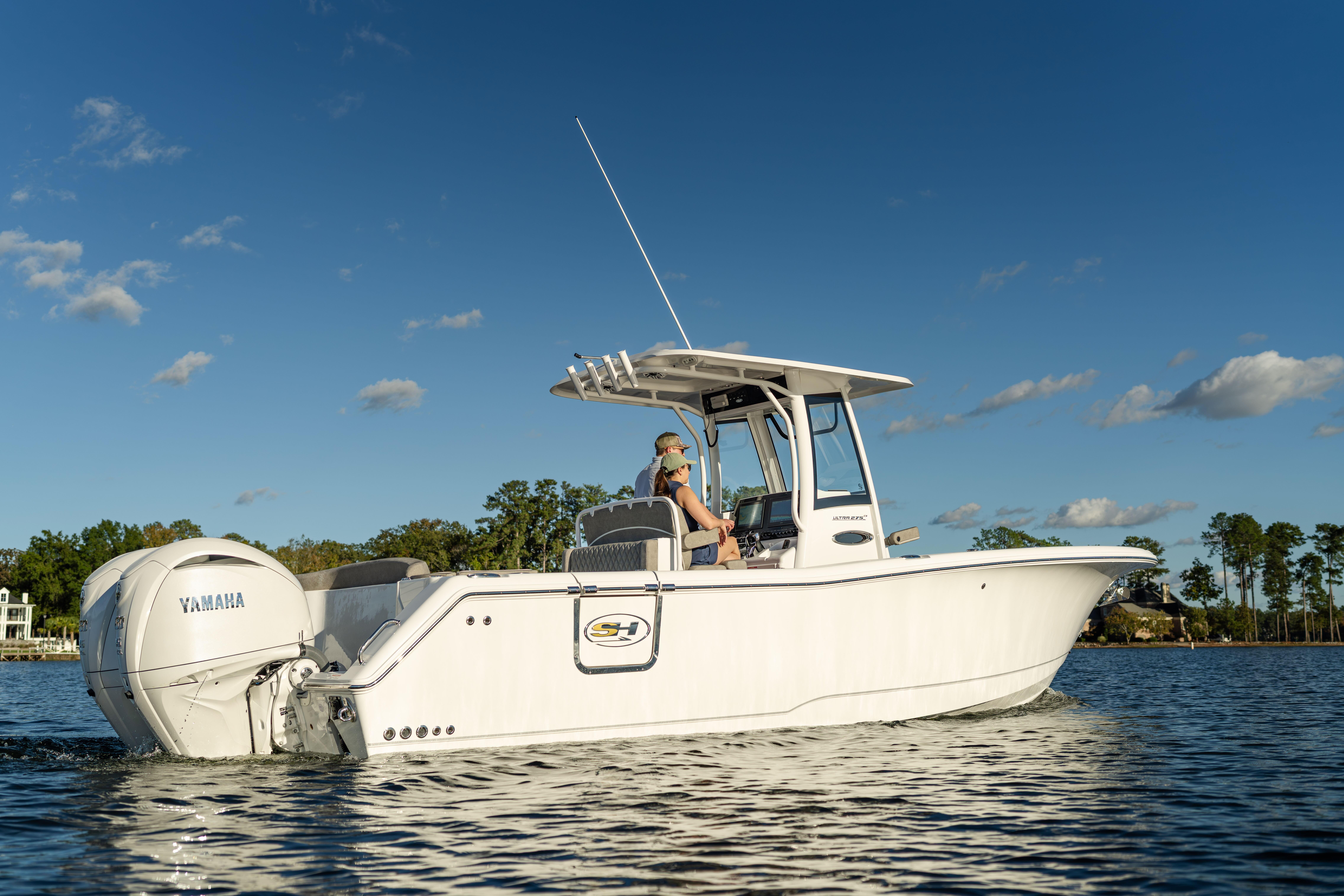 2026 Sea Hunt Ultra 275 Coffin Box boat cruising on a sunny day.