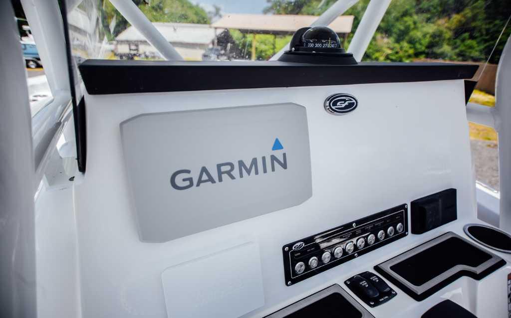 2021 Sea Fox 248 Commander dashboard featuring Garmin navigation system.