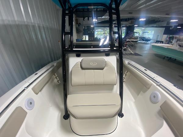 2024 Key West 219 FS boat interior with seating and storage.