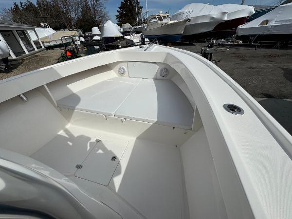2025 NorthCoast 230 Center Console boat interior, featuring spacious seating and storage.