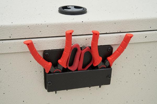 Manufacturer Provided Image: Manufacturer Provided Image: Red-handled tools on Ranger RB210, 2025 model, mounted on a speckled surface.