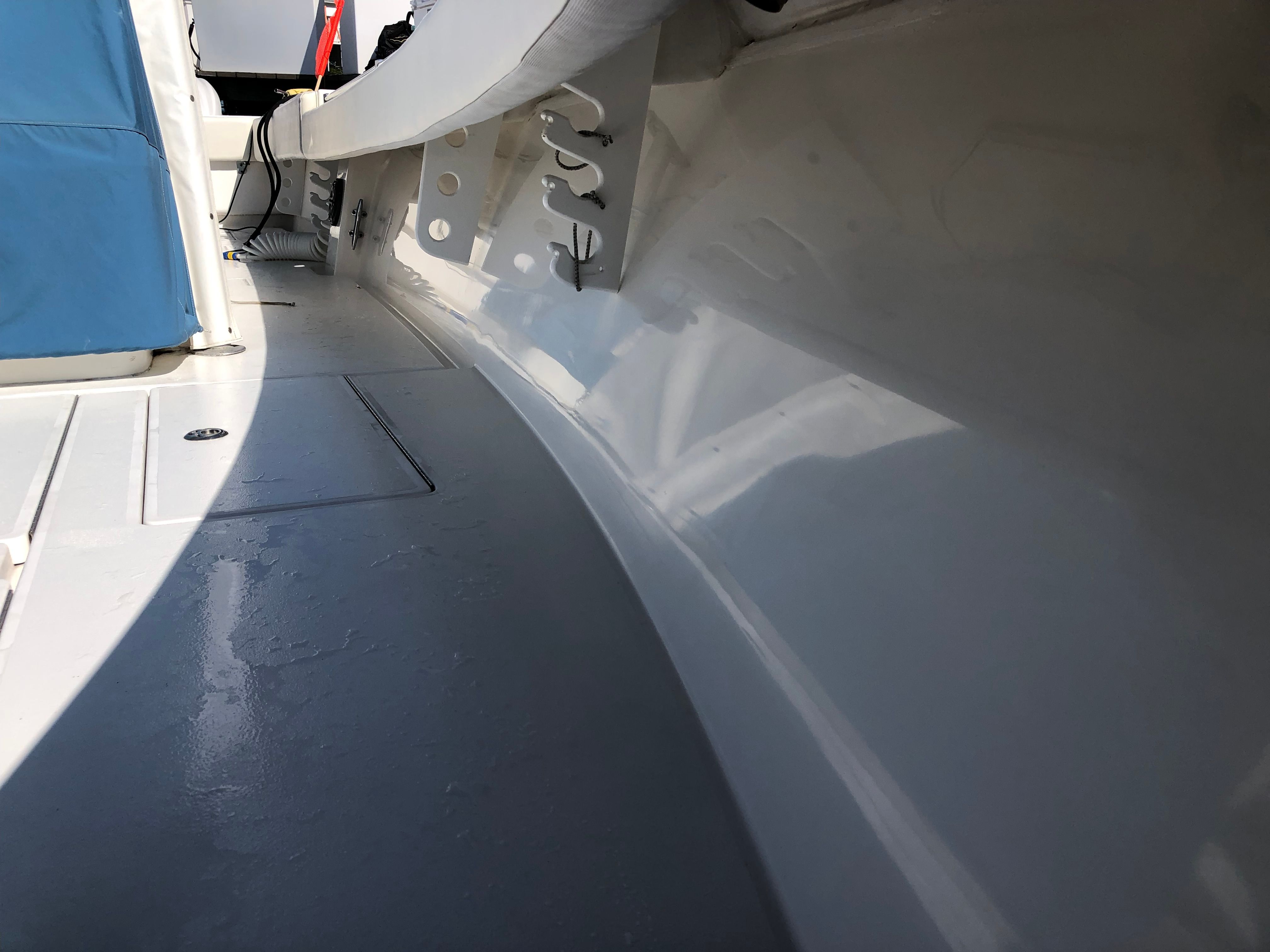 Interior view of a 2009 Contender 33 Tournament boat.